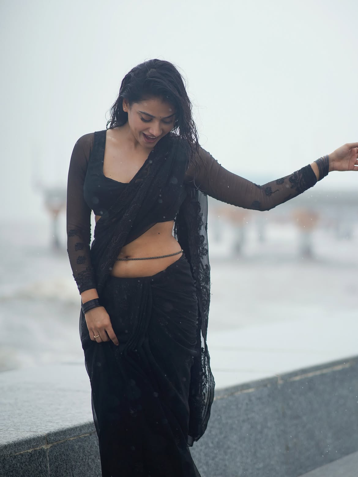 Prisha Singh Smiling Joyfully In Wet Monsoon Attire