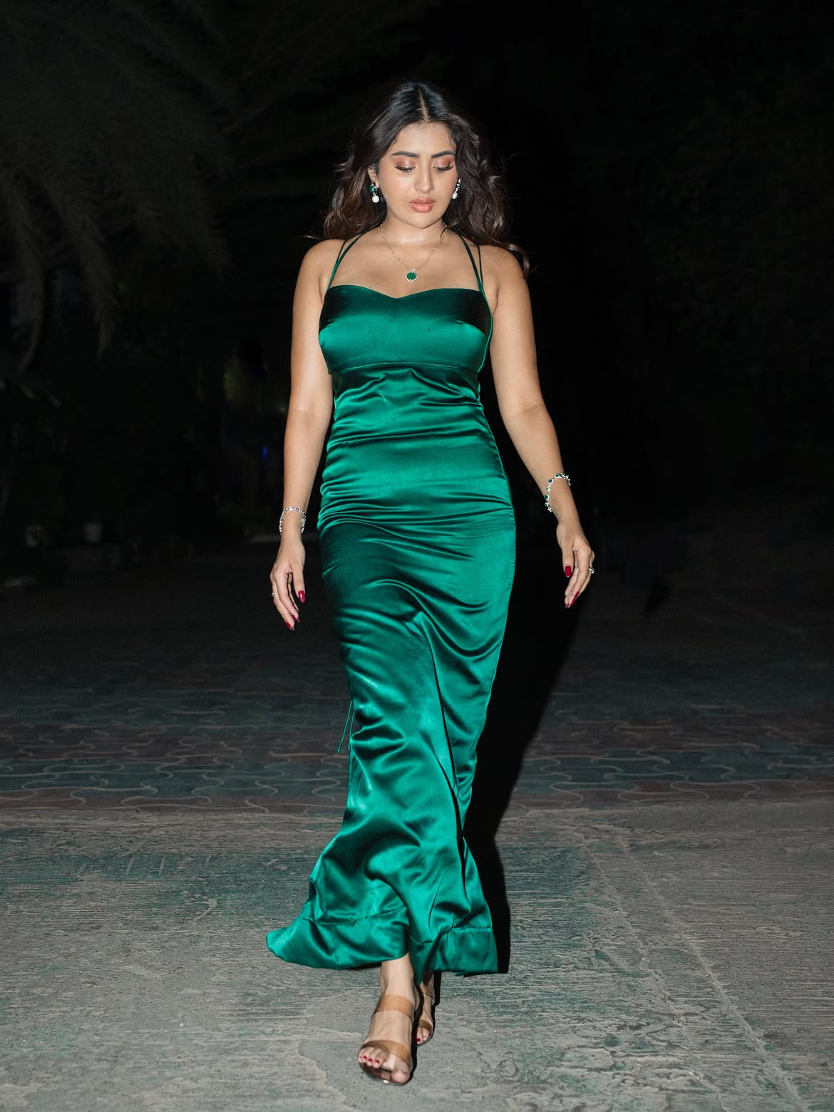 Rashi Singh Posing In Chic Satin Dress Look