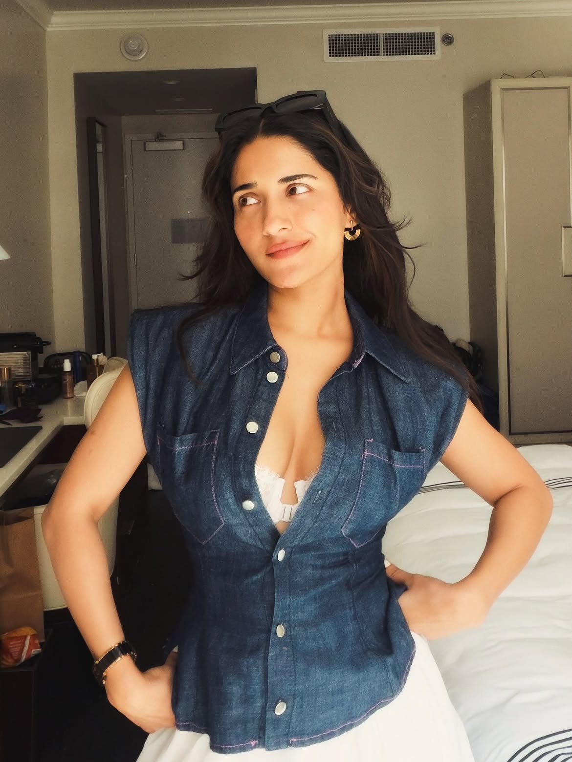 Ruhani Sharma Flaunting Trendy White Maxi Skirt