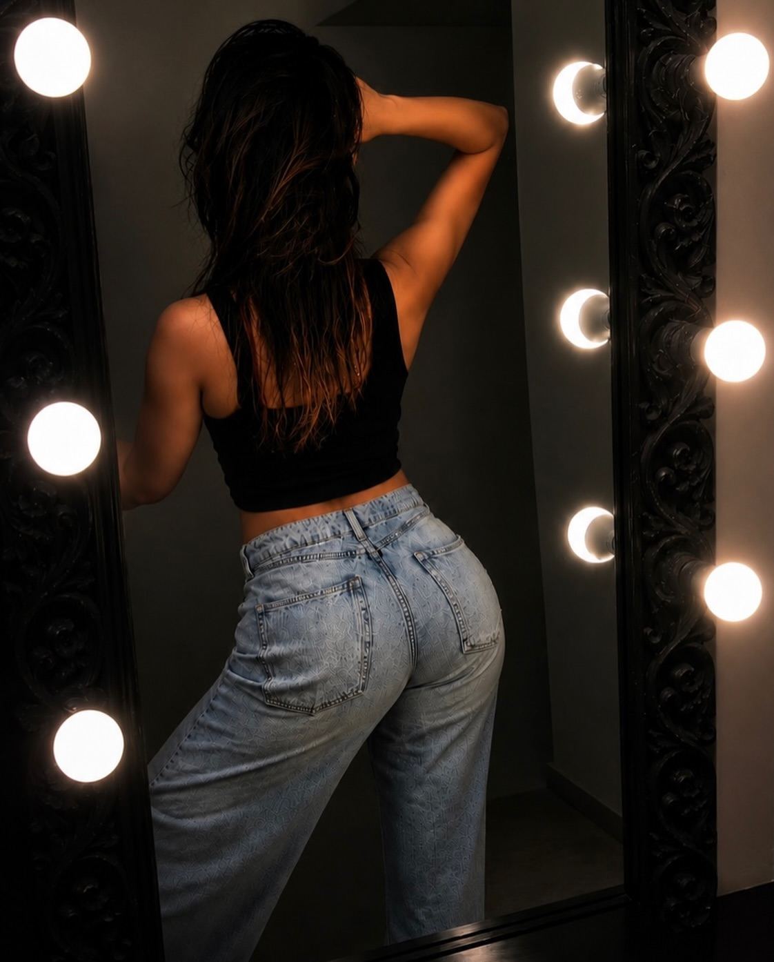 Seerat Kapoor Showing Back Profile In Light Jeans