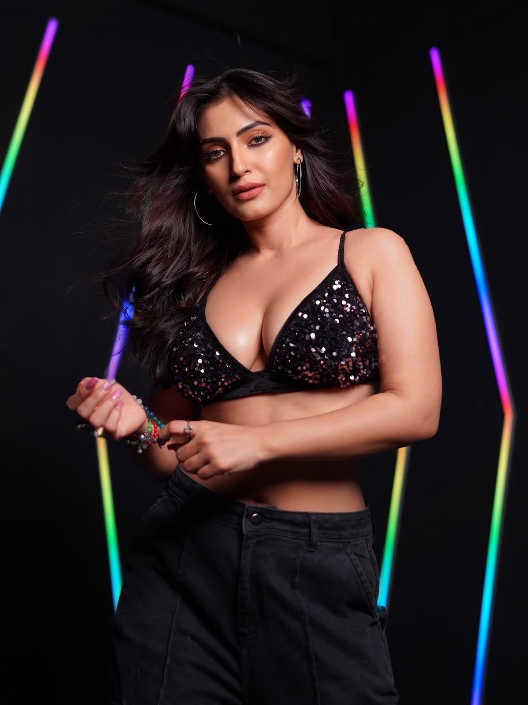 Shivangi Verma Holding Hands In Hair High Fashion Pose