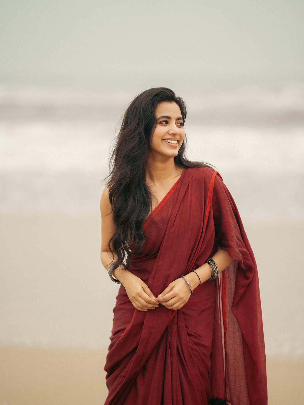Shivani Nagaram Walks Gracefully Along Sandy Shore