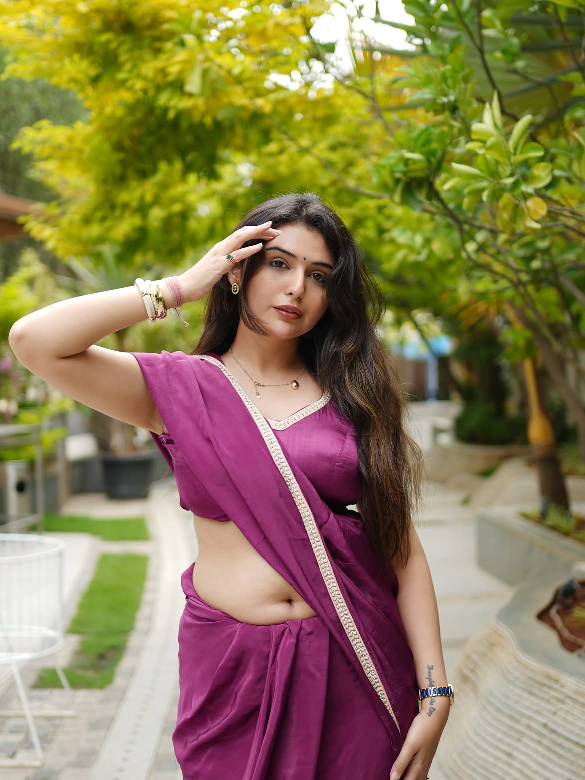 Vedvika Soni Posing Gracefully Poolside In Saree