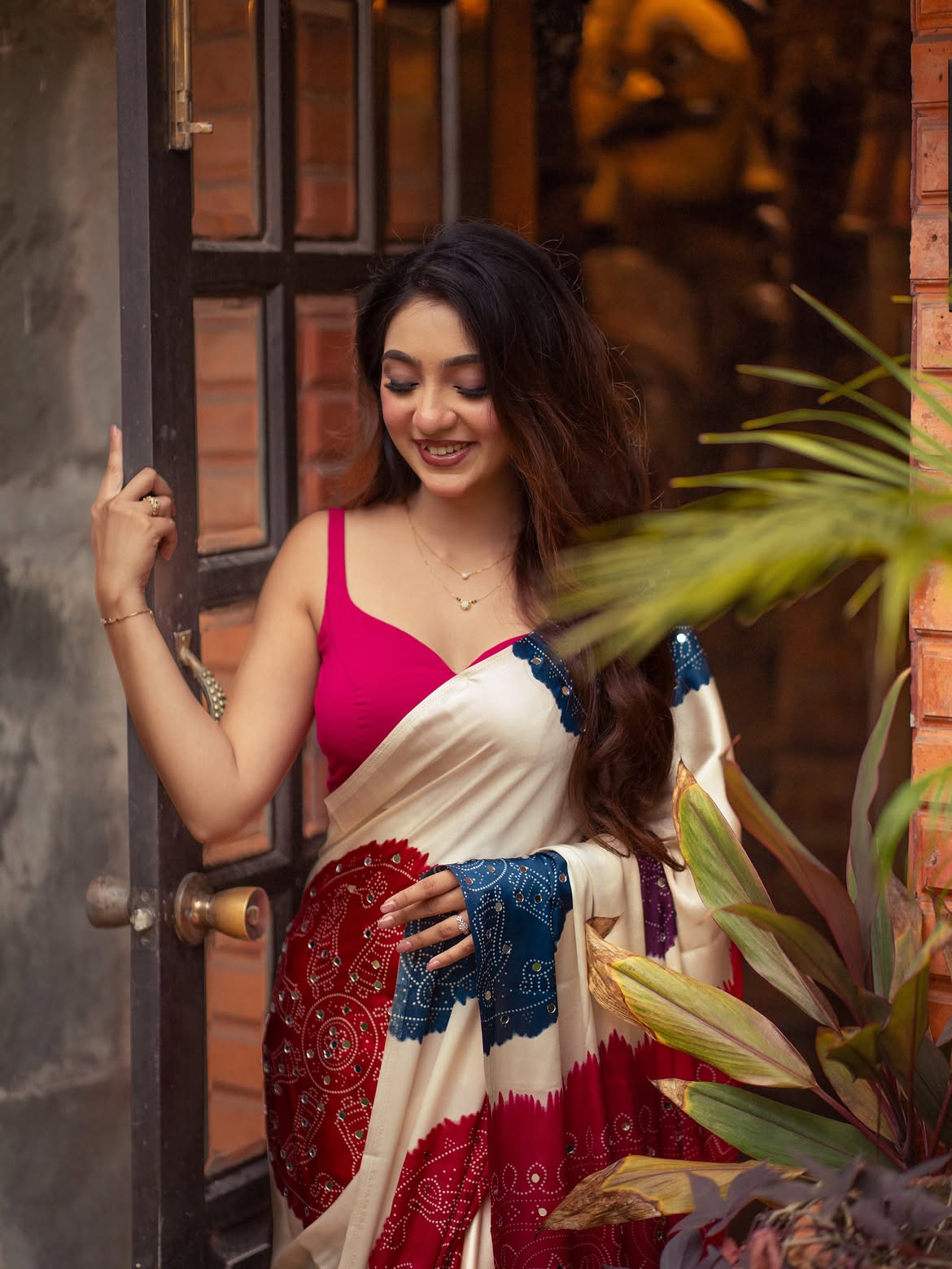 Ananya Guha Smiles In Elegant Printed Saree Look