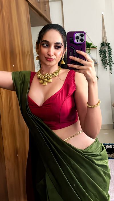 Aparna Reddy Smiles Softly In Glam Saree Portrait