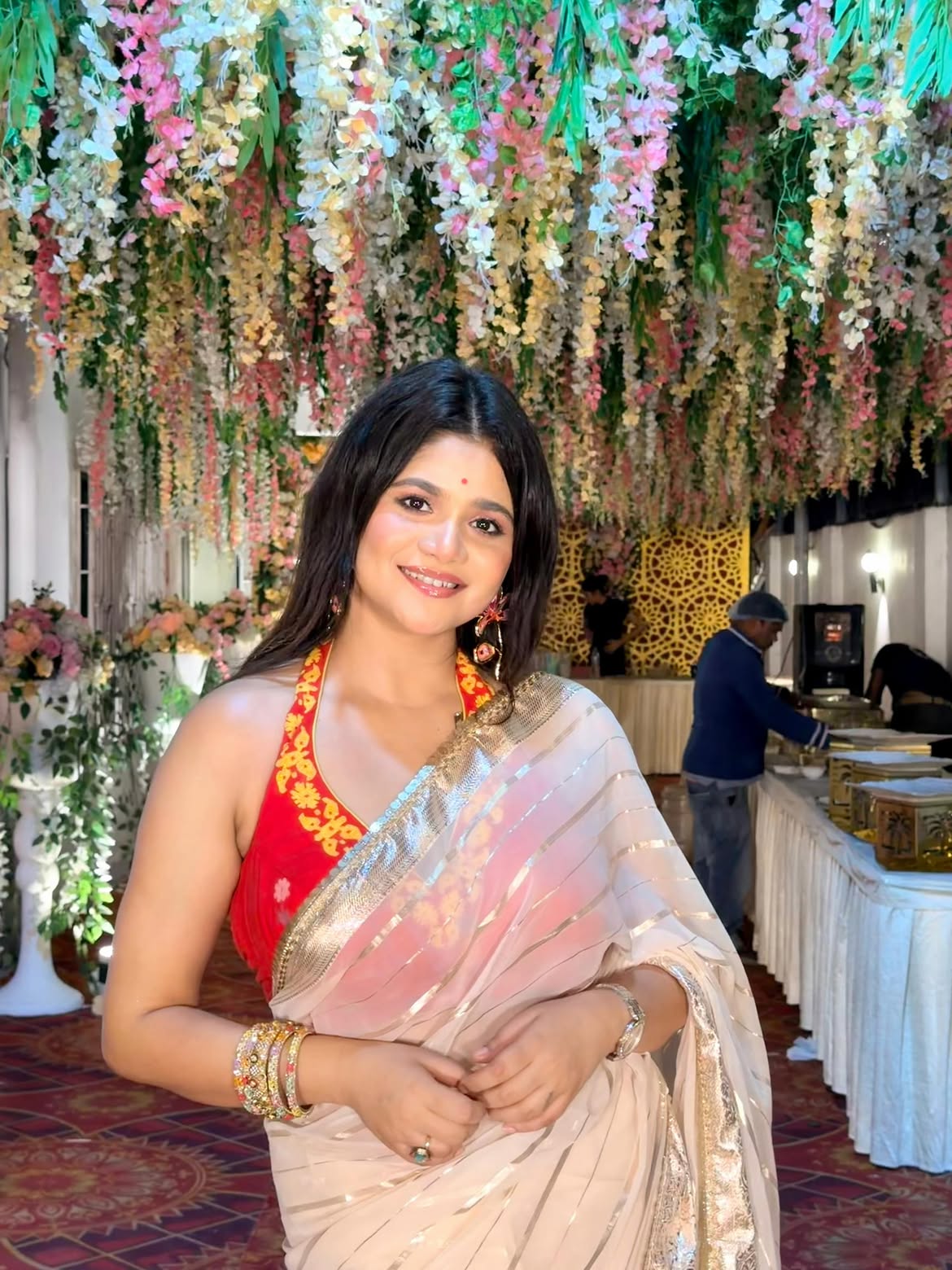 Jina Tarafder Smiles In Chic Saree Look Beautifully