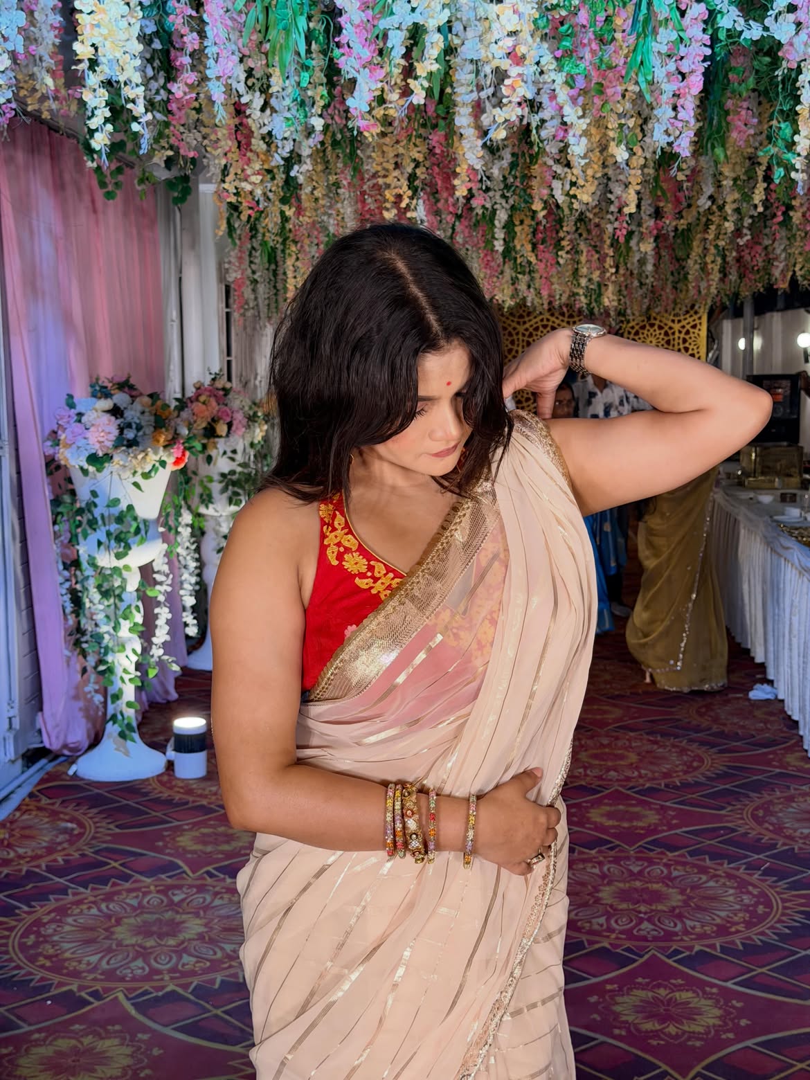 Jina Tarafder In Elegant Festive Saree Pose Today
