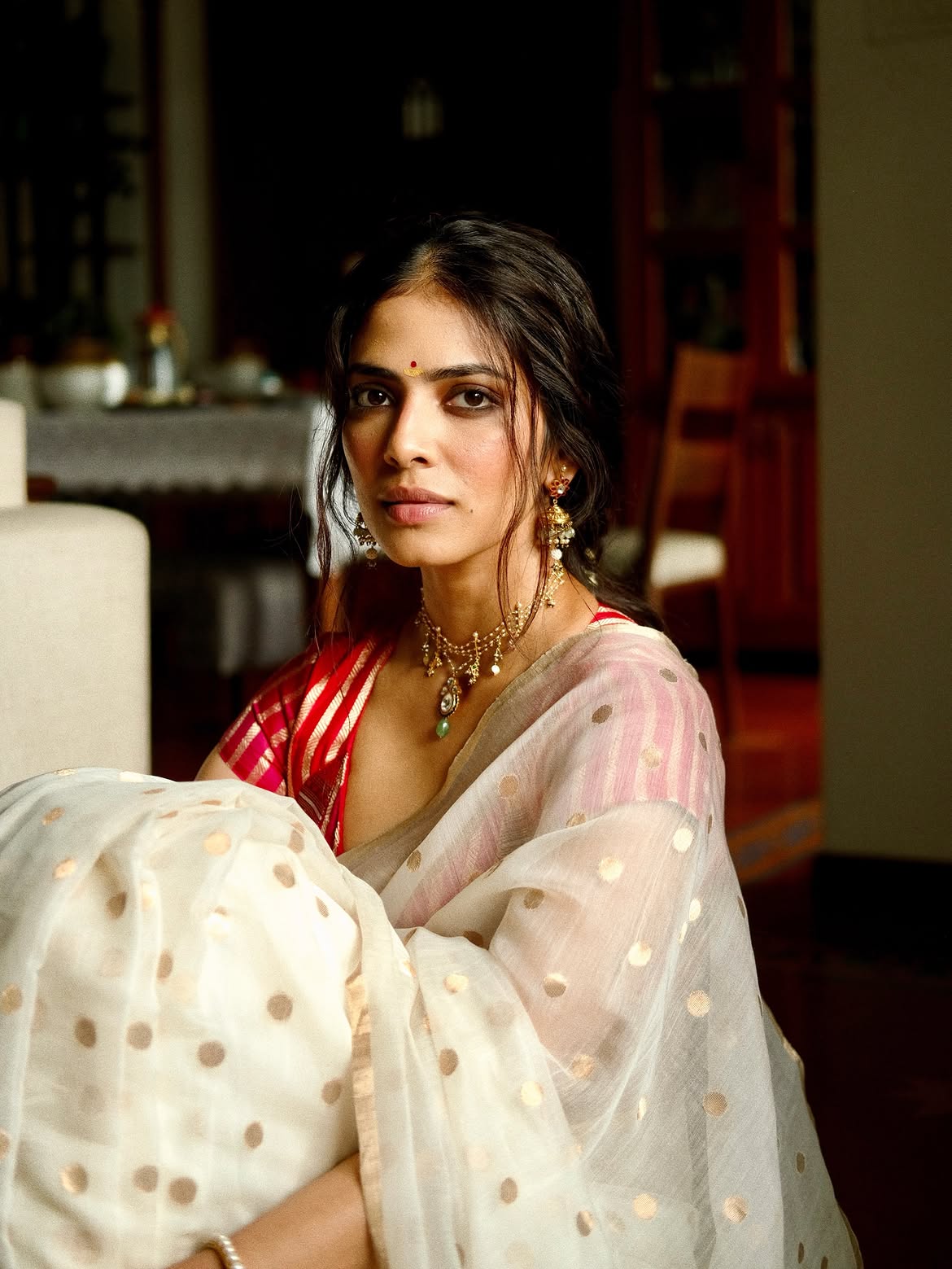 Malavika Mohanan Smiling During Floral Decor Shot