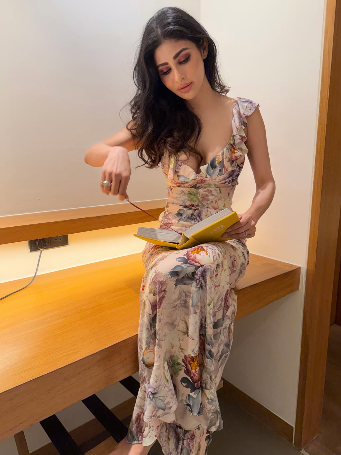 Mouni Roy Relaxed Floral Fashion Portrait Shot