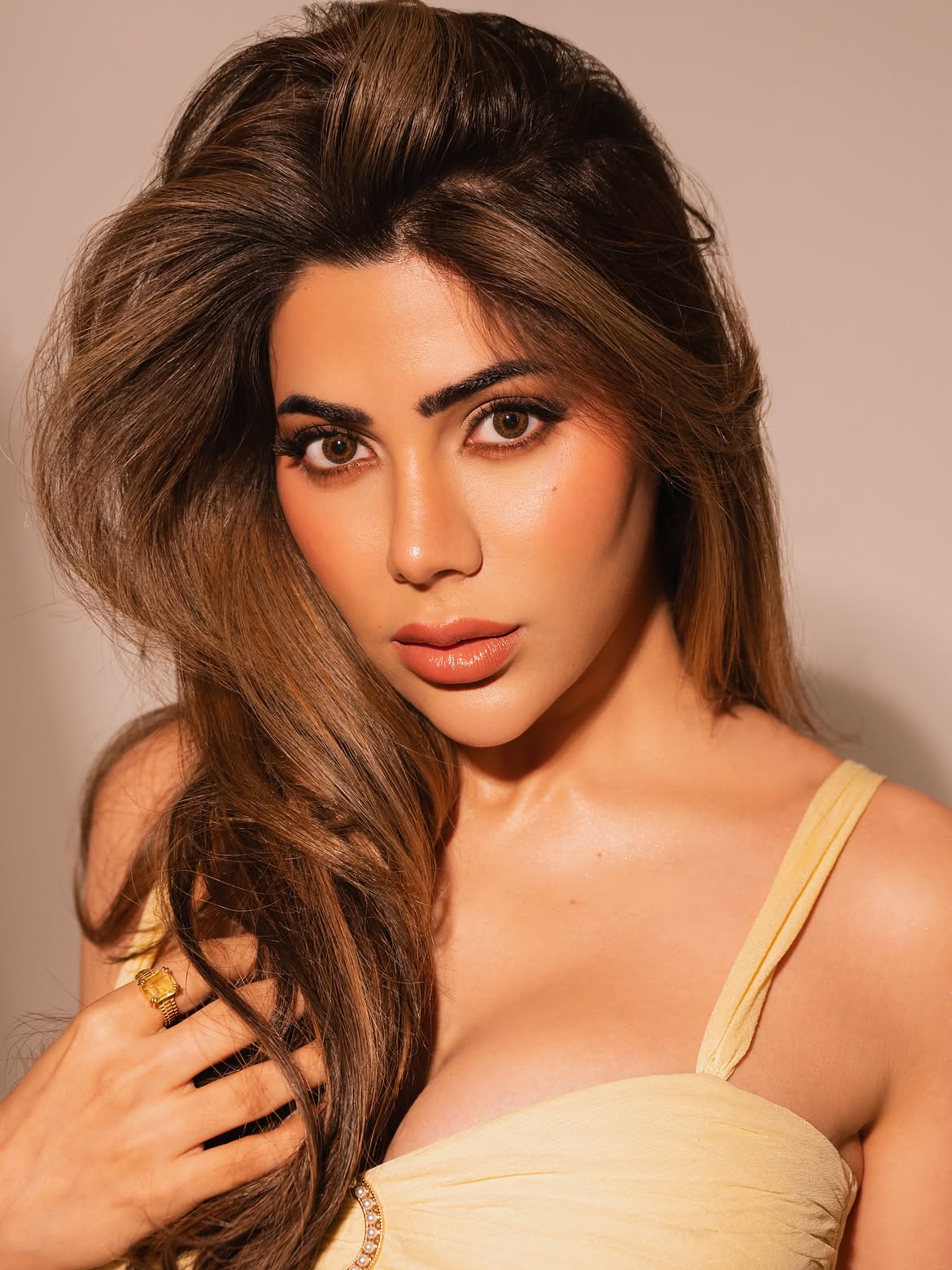 Nikki Tamboli Confident Fashion Look In Yellow