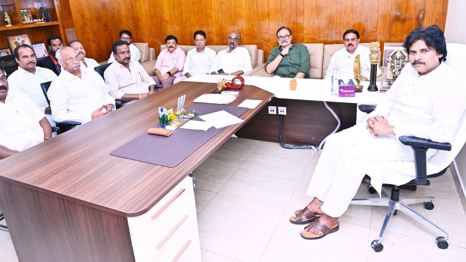 Pawan Kalyan addresses JSP leaders meeting