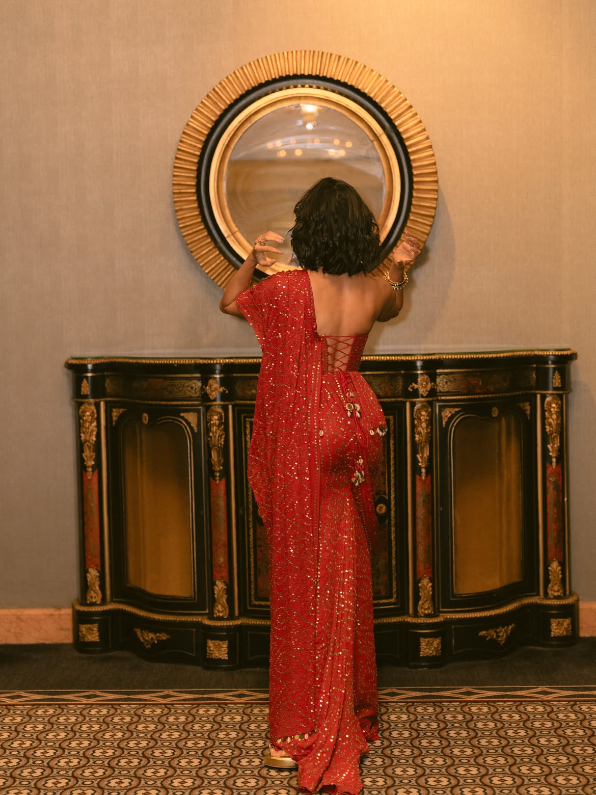 Pooja Hegde Shows Chic Backless Saree Fashion Mood