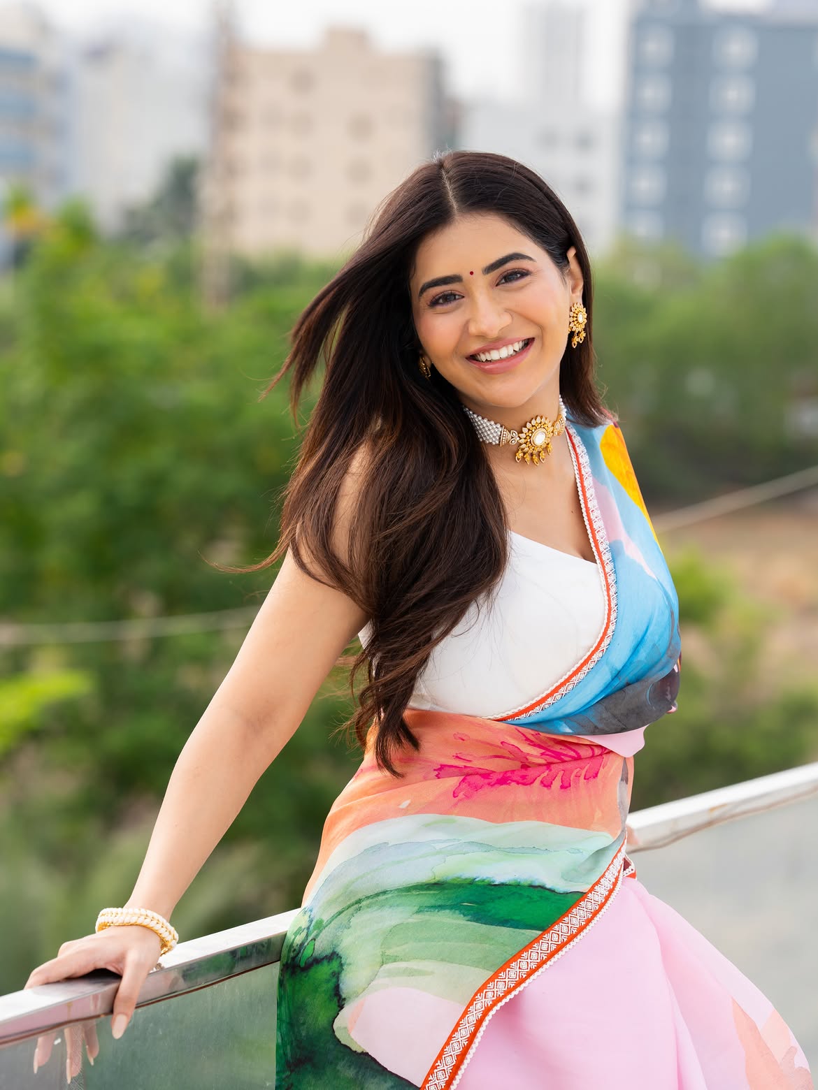 Rashi Singh Flaunts A Bright Saree And Smile