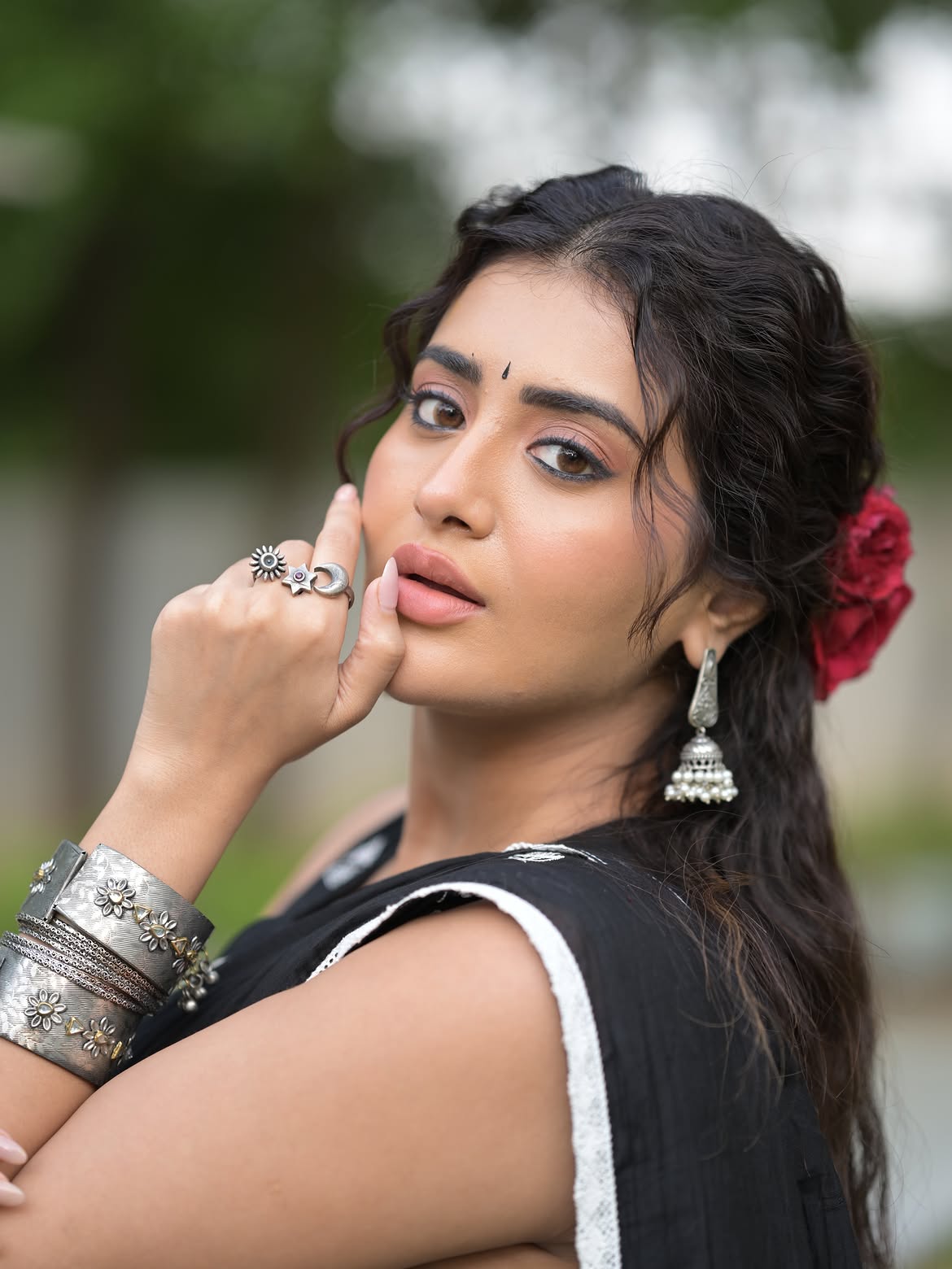 Rashi Singh In Elegant Black Saree Close Portrait