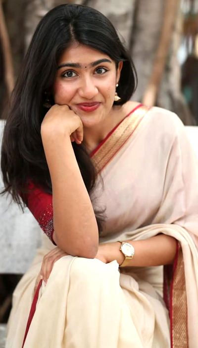 Riya Shibu Confident Pose In Elegant Saree Frame