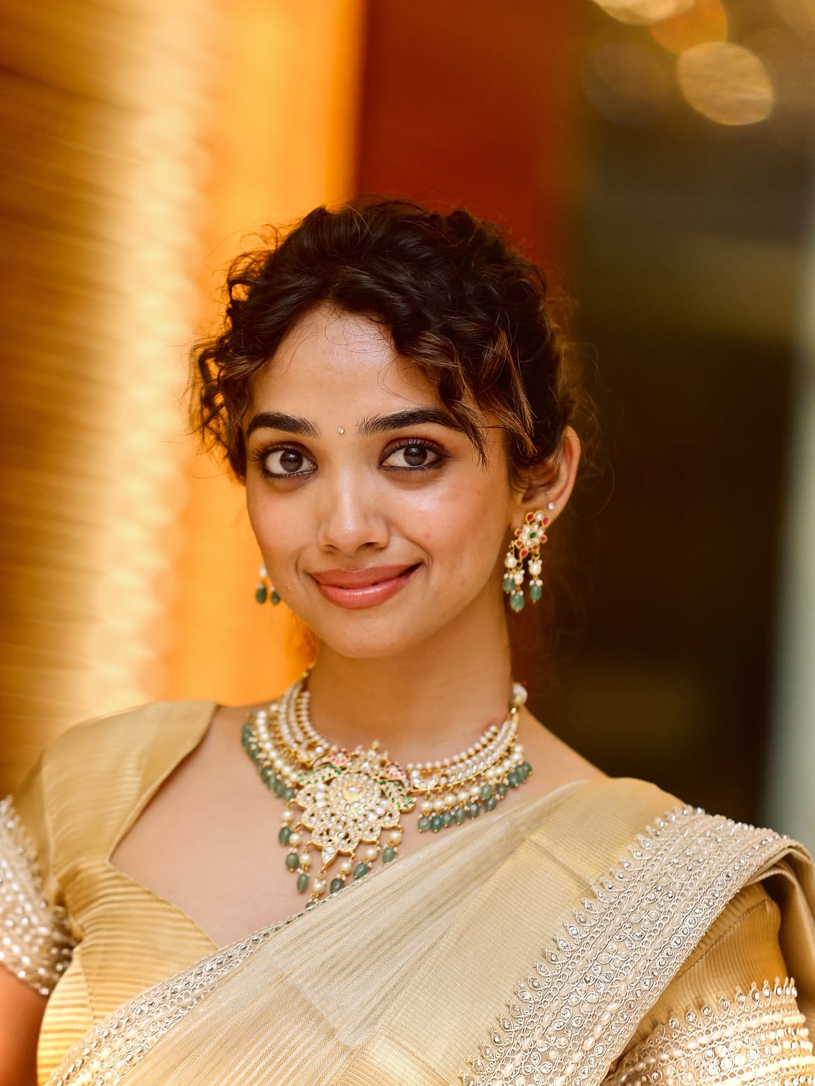 Golden Saree Style With Regal Jewellery By Saanve