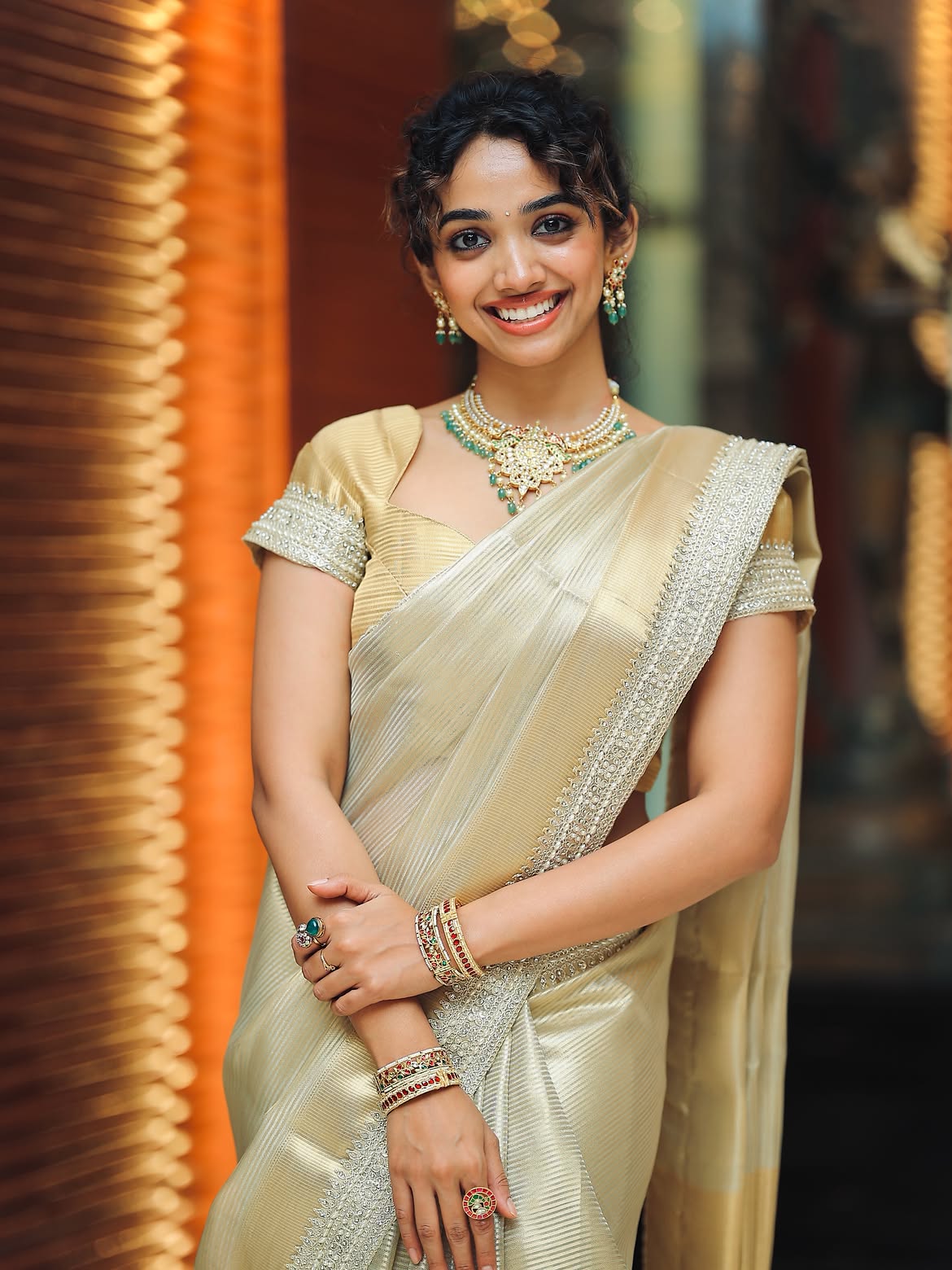 Saanve Megghana Radiates Warm Festive Glam
