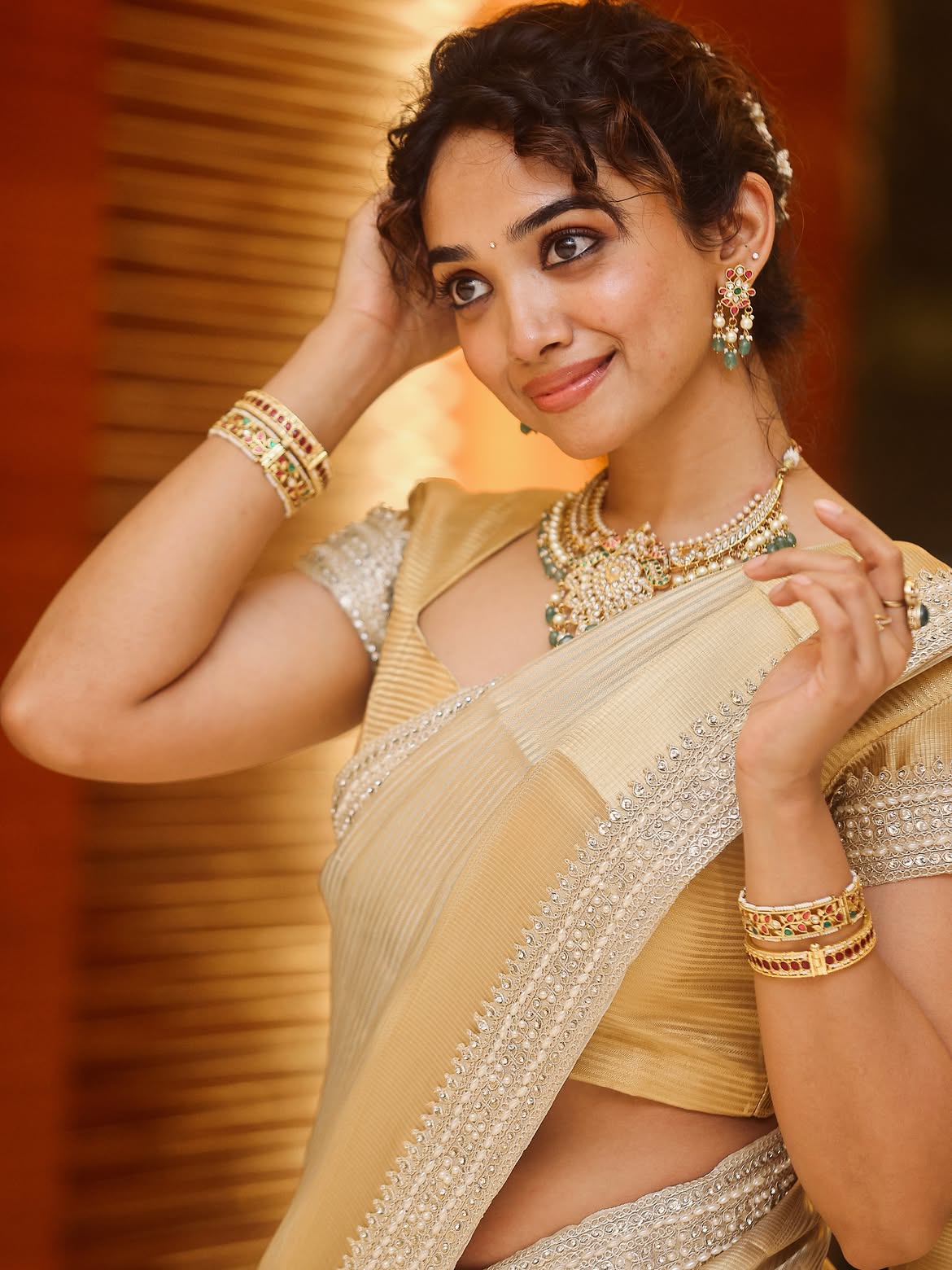 Elegant Portrait Of Saanve Megghana In Saree Glow