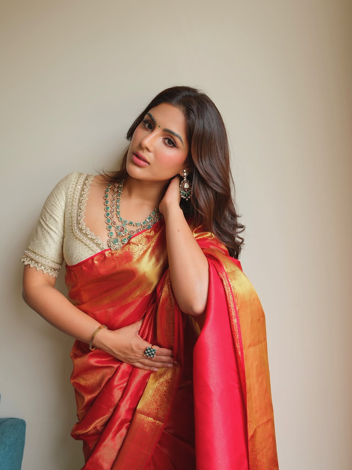 Elegant Portrait With Classic Silk Saree Glam Look