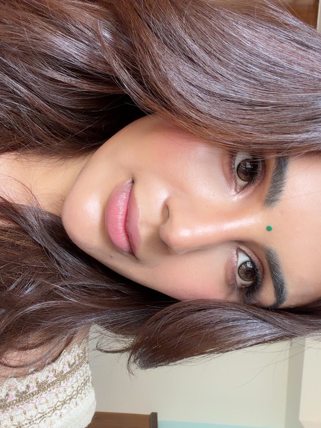 Close Up Portrait Highlighting Soft Glam Makeup Look