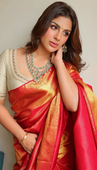 Natural Beauty In Vibrant Silk Saree Portrait Today