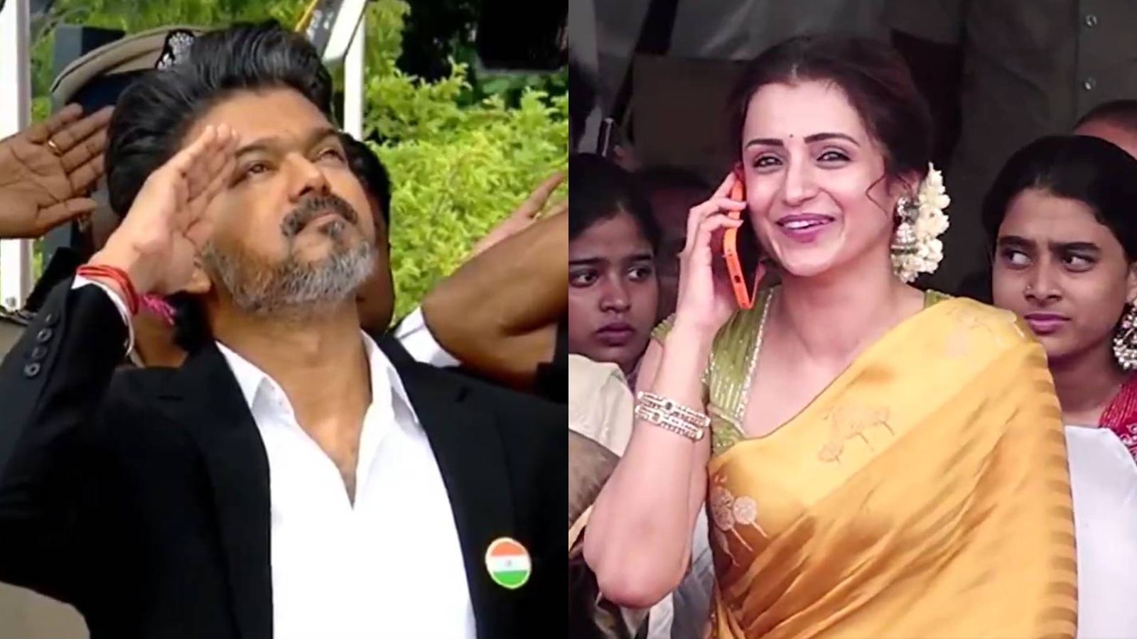 Vijay’s First Flag-Hoisting As CM, Trisha Joins