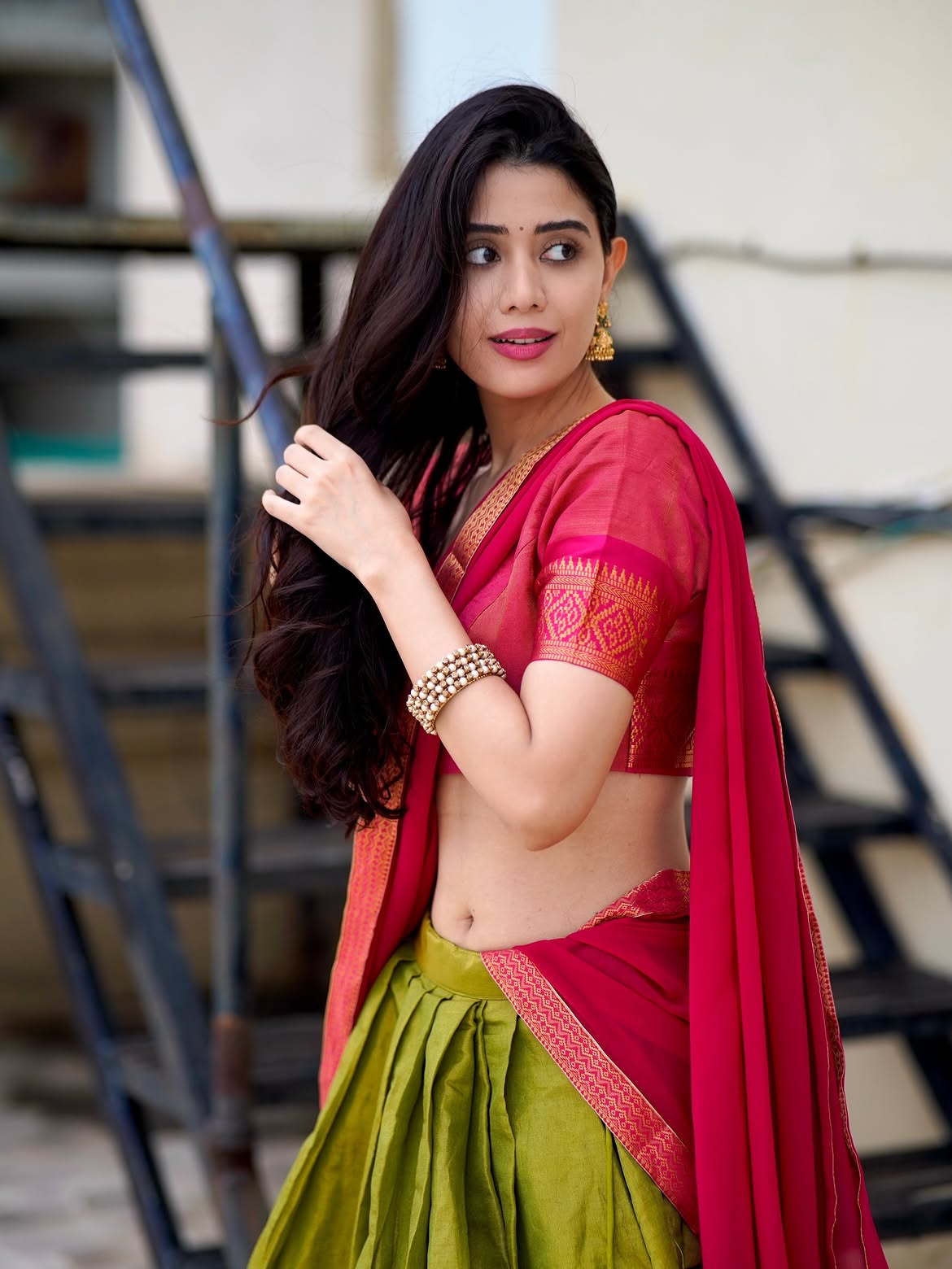 Aarti Chikara Rocks An Olive Green Lehenga Skirt
