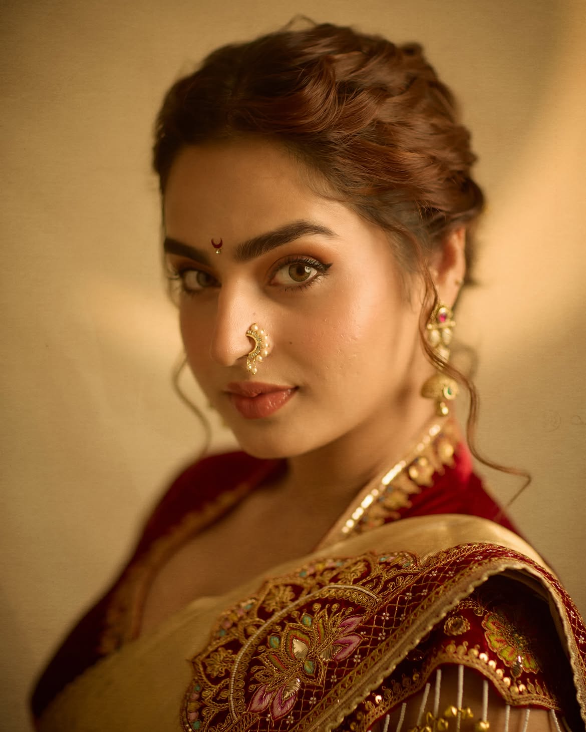 Ayesha Khan With A Striking Red Blouse And Saree