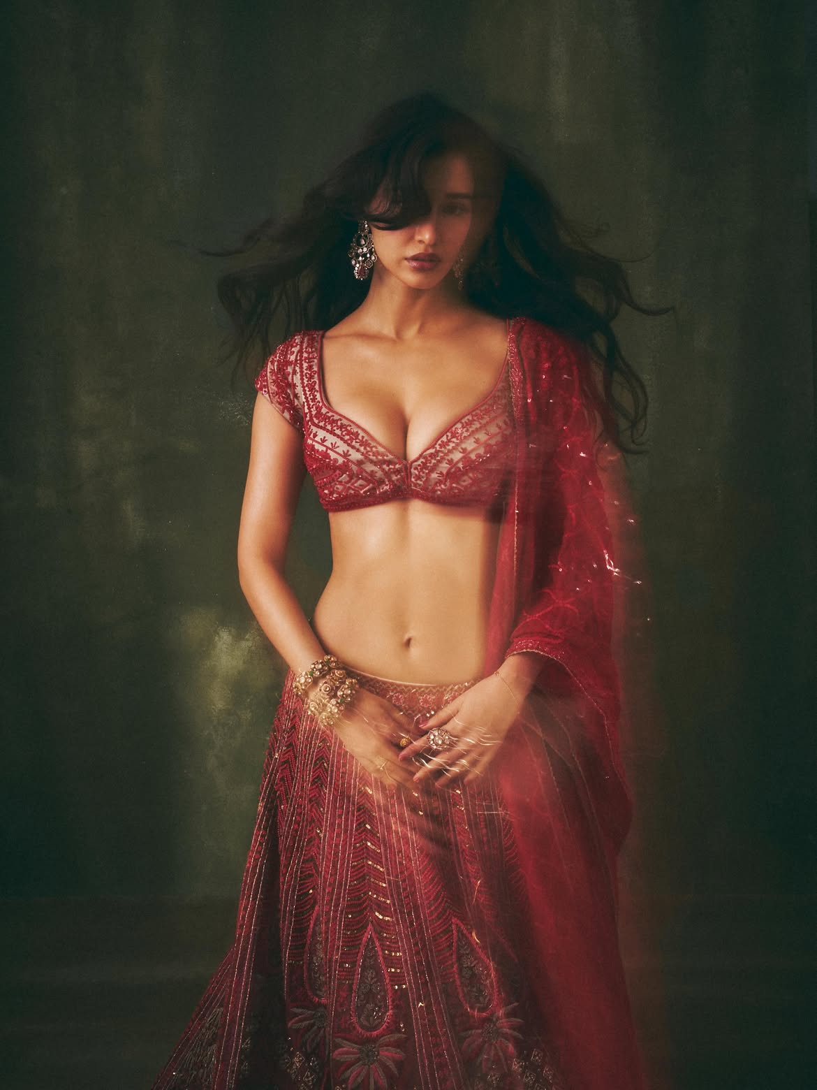 Disha Patani Shows Off Navel In Intricate Lehenga