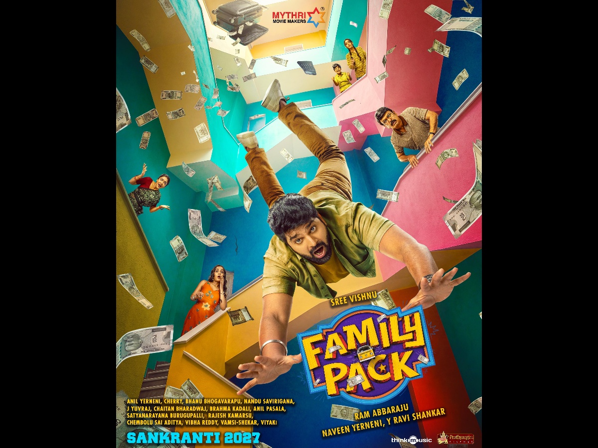 The first look of Family Pack introduces Sree Vishnu in a colourful and chaotic setting, hinting at a comedy entertainer for Sankranti 2027.