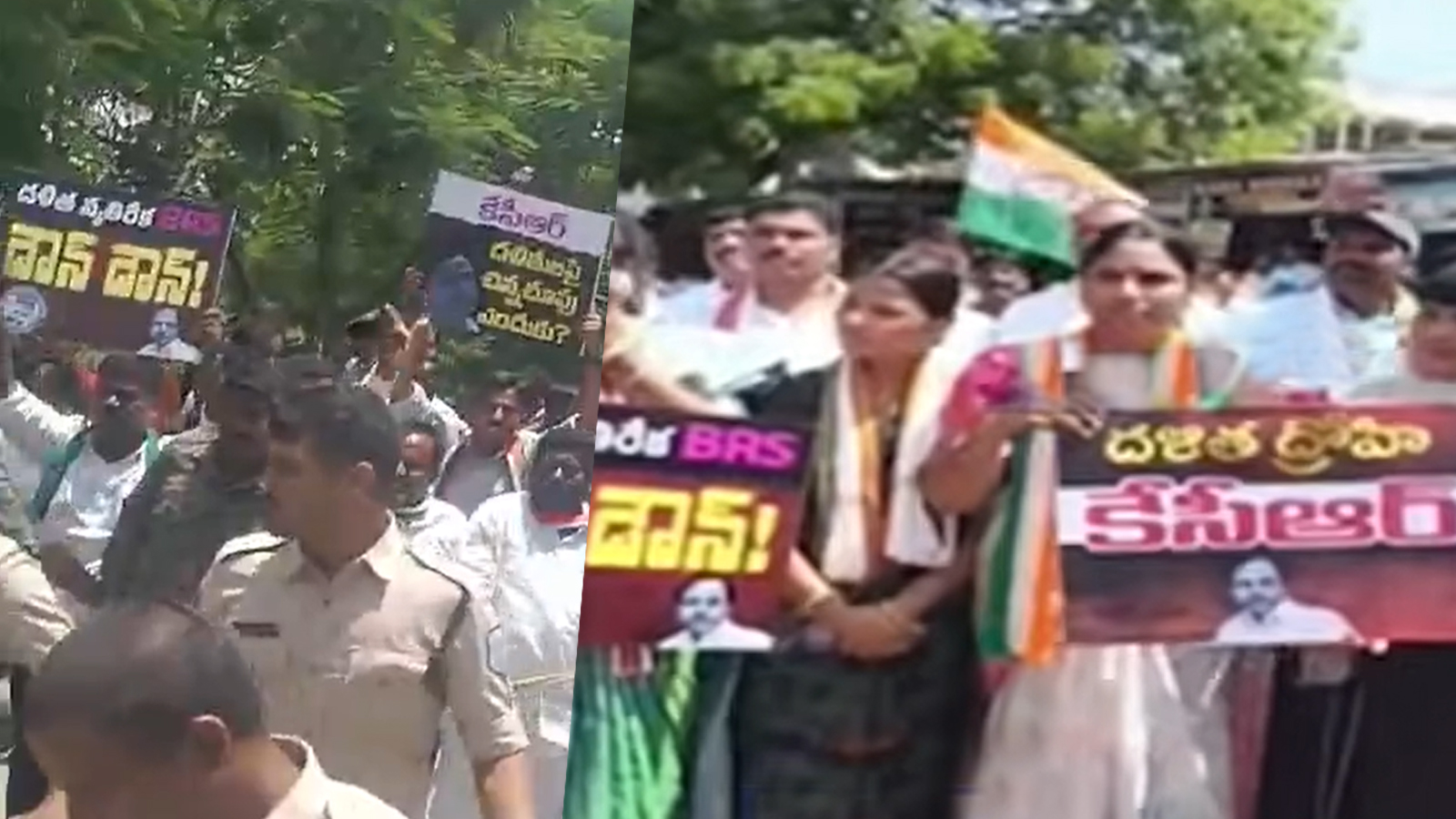 KTR and Harish Rao during the KCR farmhouse protest
