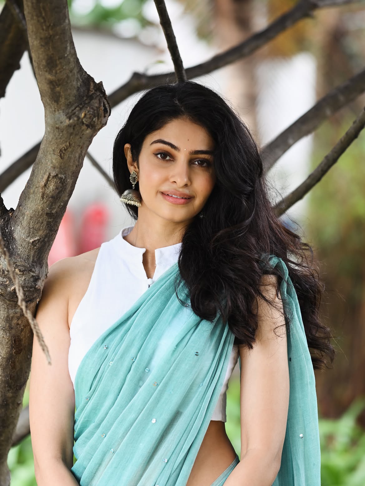 Manasa Varanasi Shows Off Wavy Wind Swept Curls.