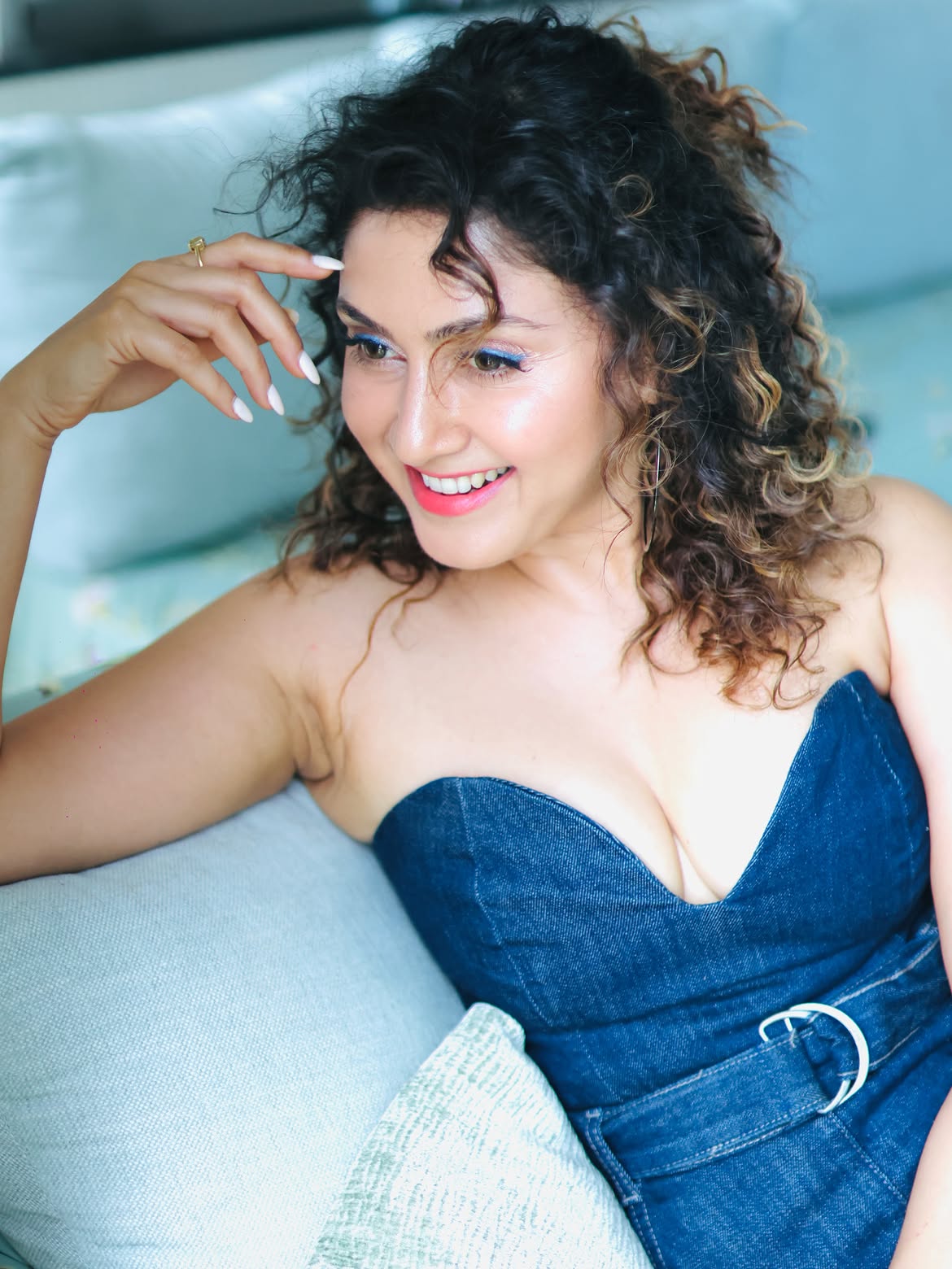 Manjari Fadnnis Laughing With Voluminous Curls