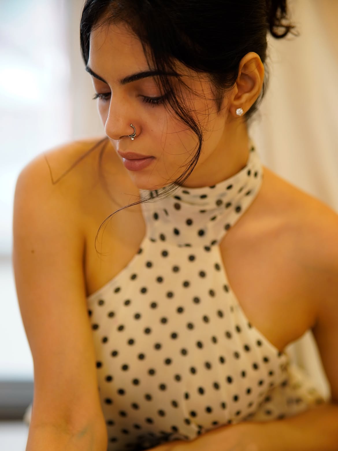 Misha Narang In A Chic Polka Dot Halter Top Look