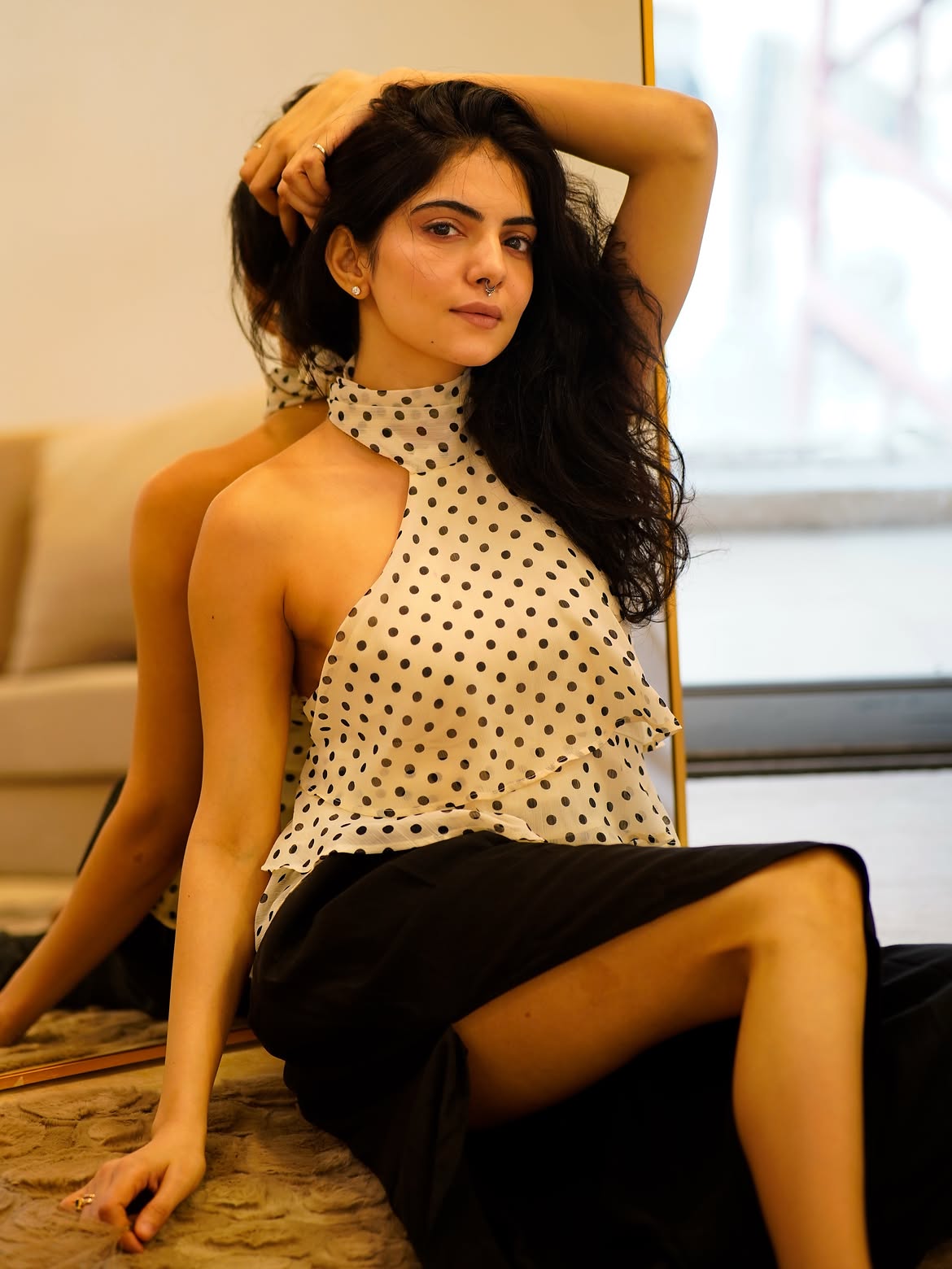 Misha Narang Poses Playfully In Polka Dot Outfit