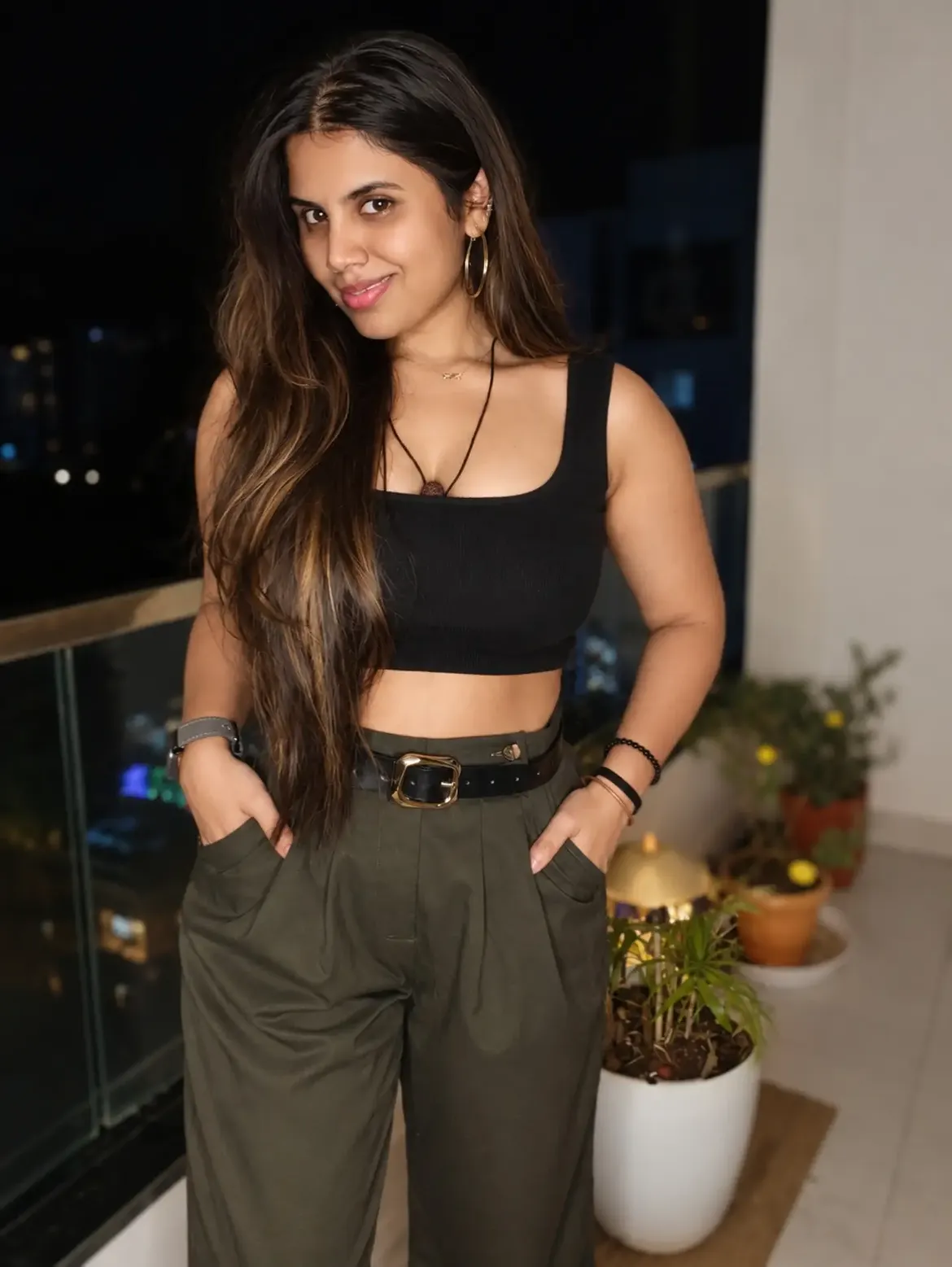 Neela Ramana In Black Crop Top With Cargo Pants!
