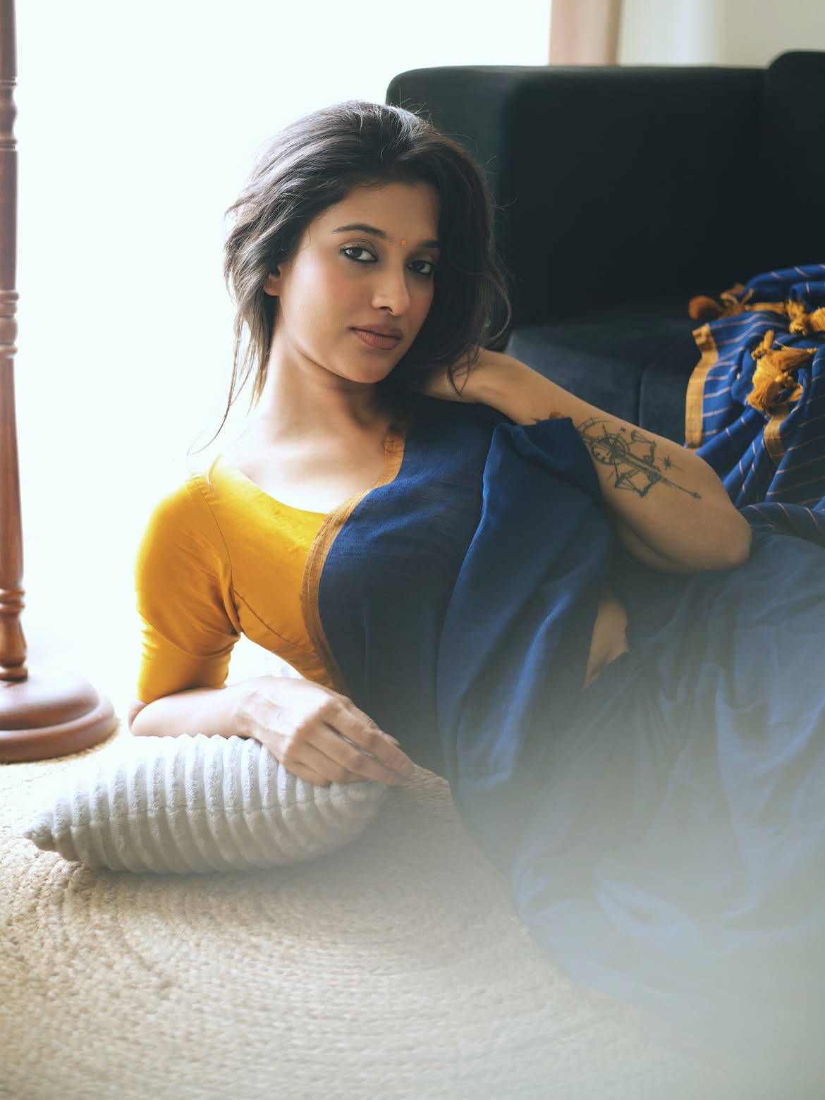 Nimrit Kaur Shows Delicate Arm Tattoo In Saree