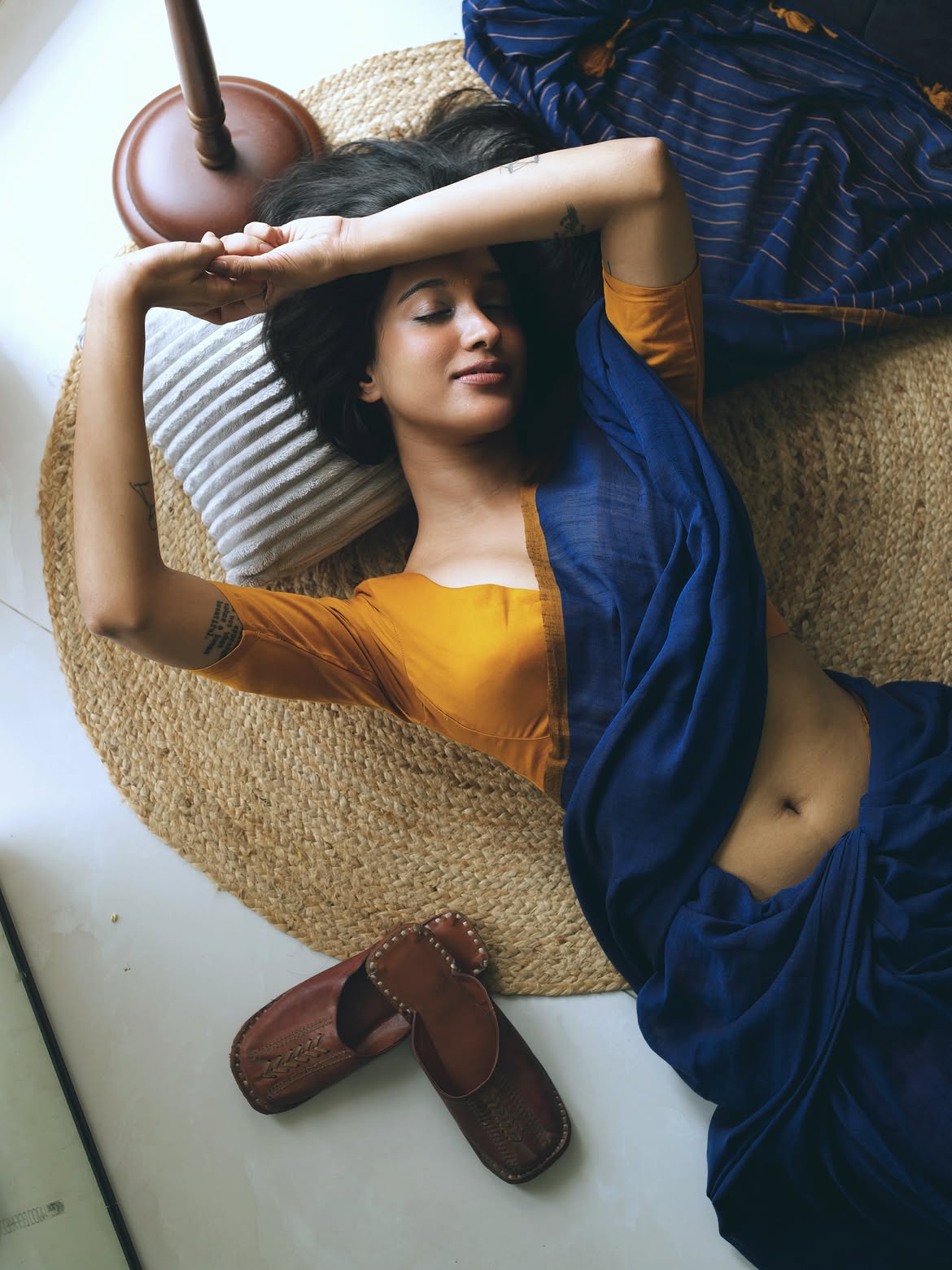 Nimrit Kaur Giving Seductive Gaze In Saree Look