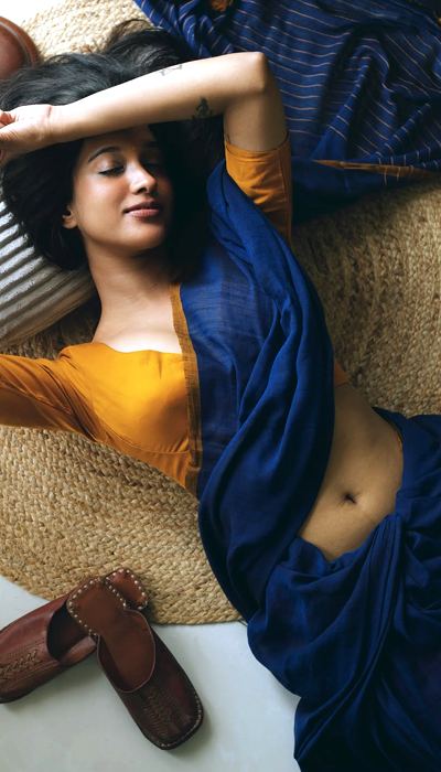 Pics: Nimrit Kaur Flaunts Sultry Grace In Blue Saree