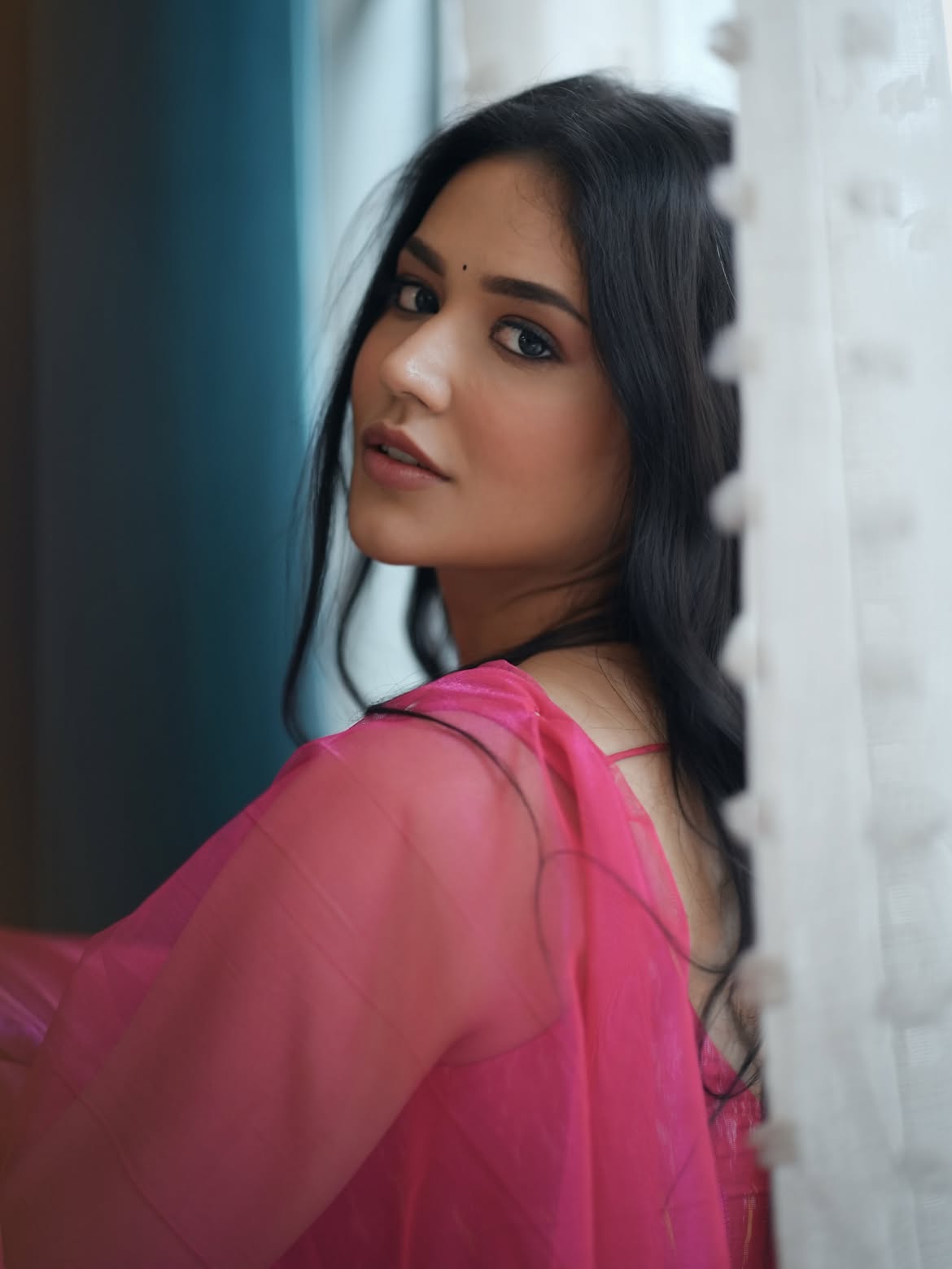 Priyanka Jawalkar Poses By Window In Pink Saree!