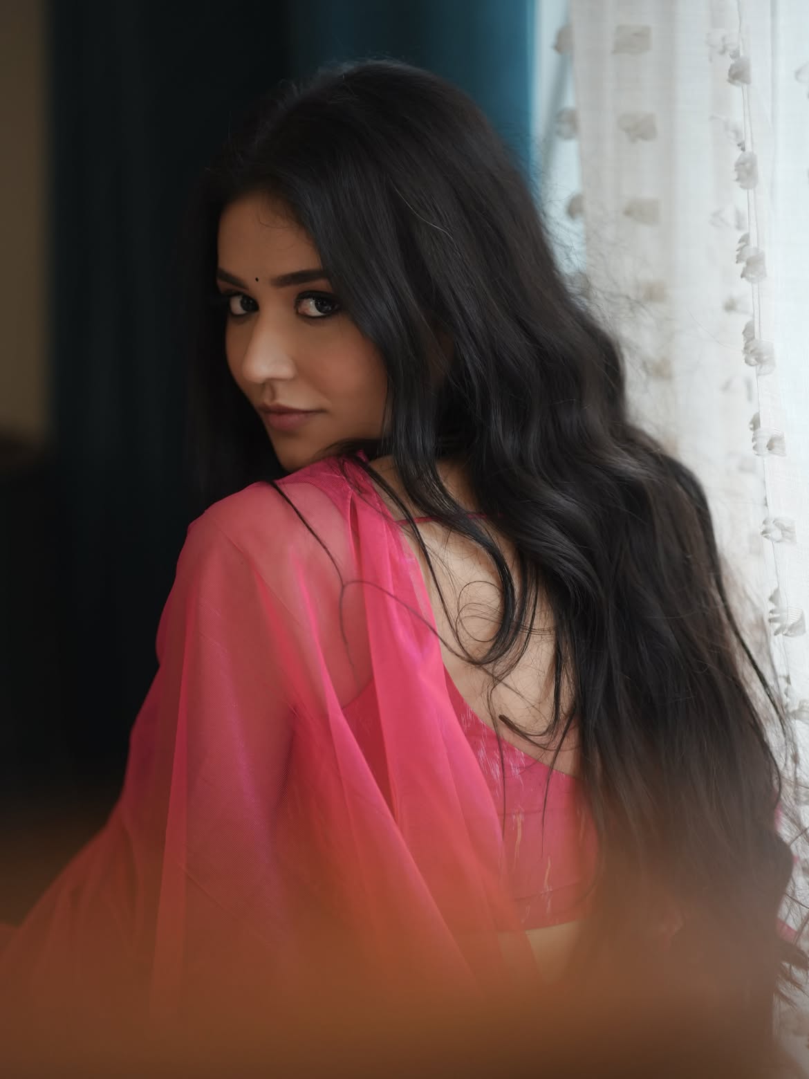 Priyanka Jawalkar Poses In Soft Pink Saree Style