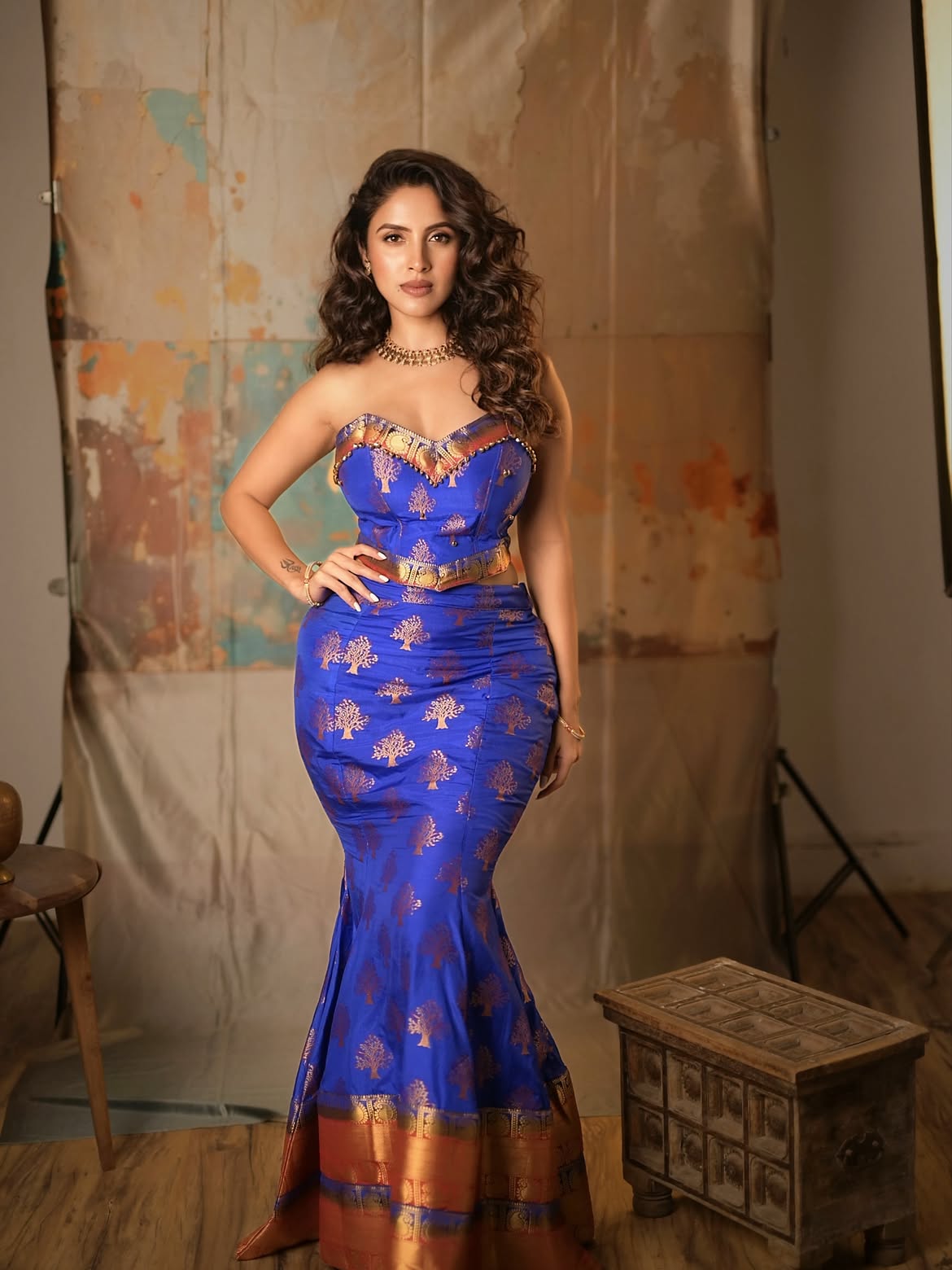 Priyanka Kholgade In Blue Gown With A Regal Pose