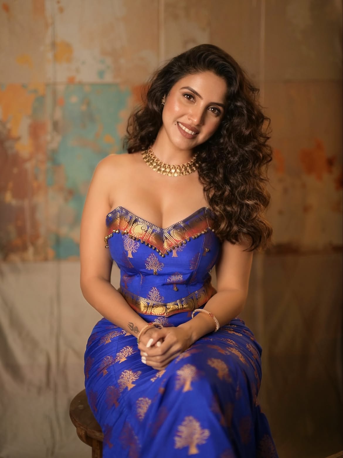 Priyanka Kholgade In Bold Rich Blue Fashion Look