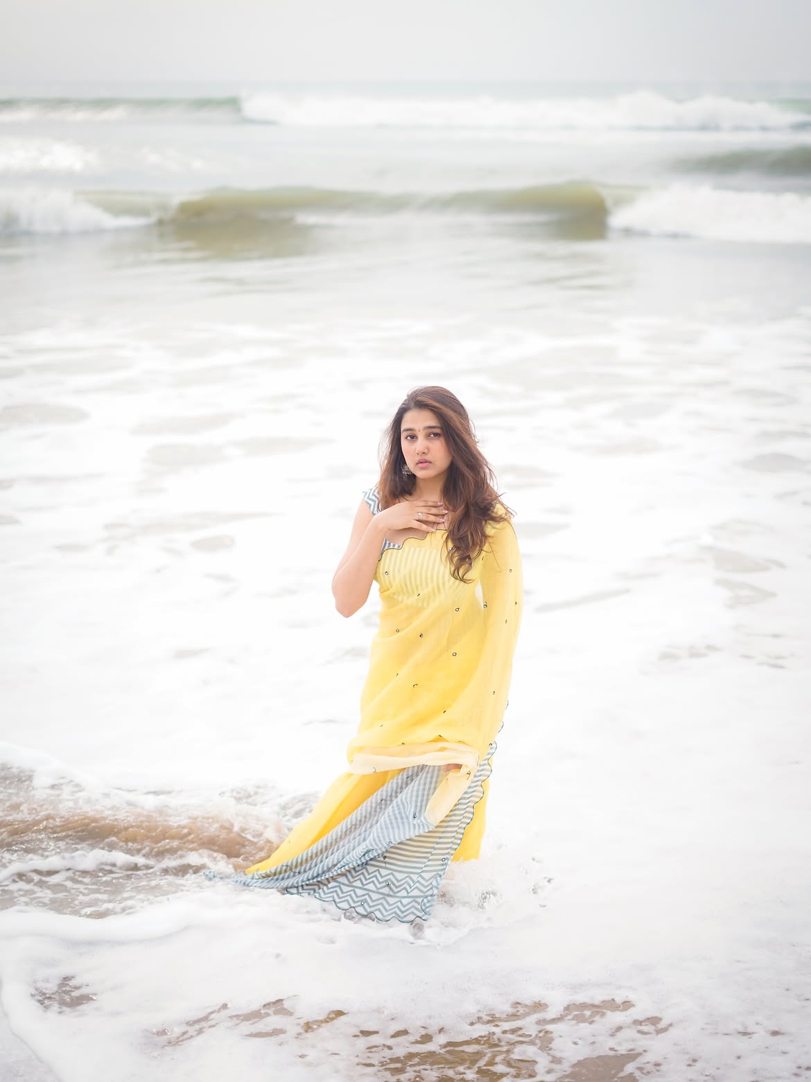 Sowmika Flaunts Playful Ocean Magic In Sari Look