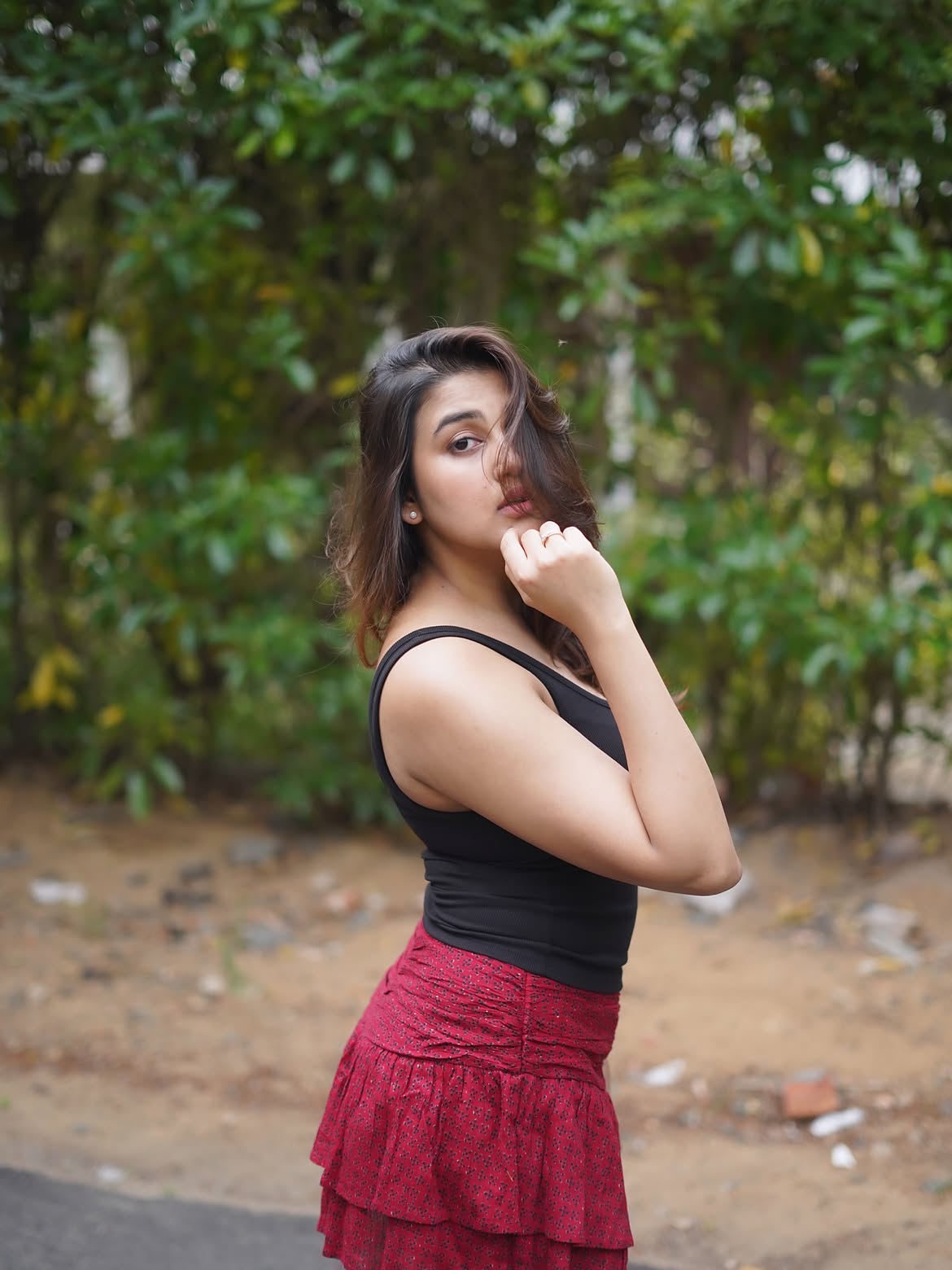 Sowmika Smiles Bright In A Black And Red Outfit!