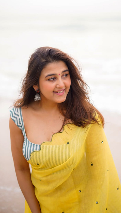 Pics: Sowmika Radiates Pure Charm In Yellow Saree
