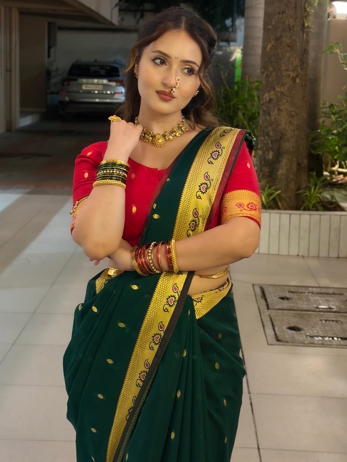 Varsha Showcases A Graceful Green Saree Look