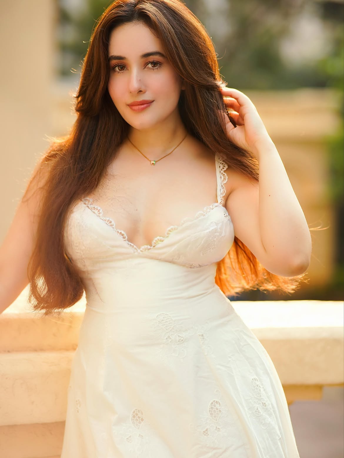 Aditi Budhathoki Glows In White Lace Dress Pose!