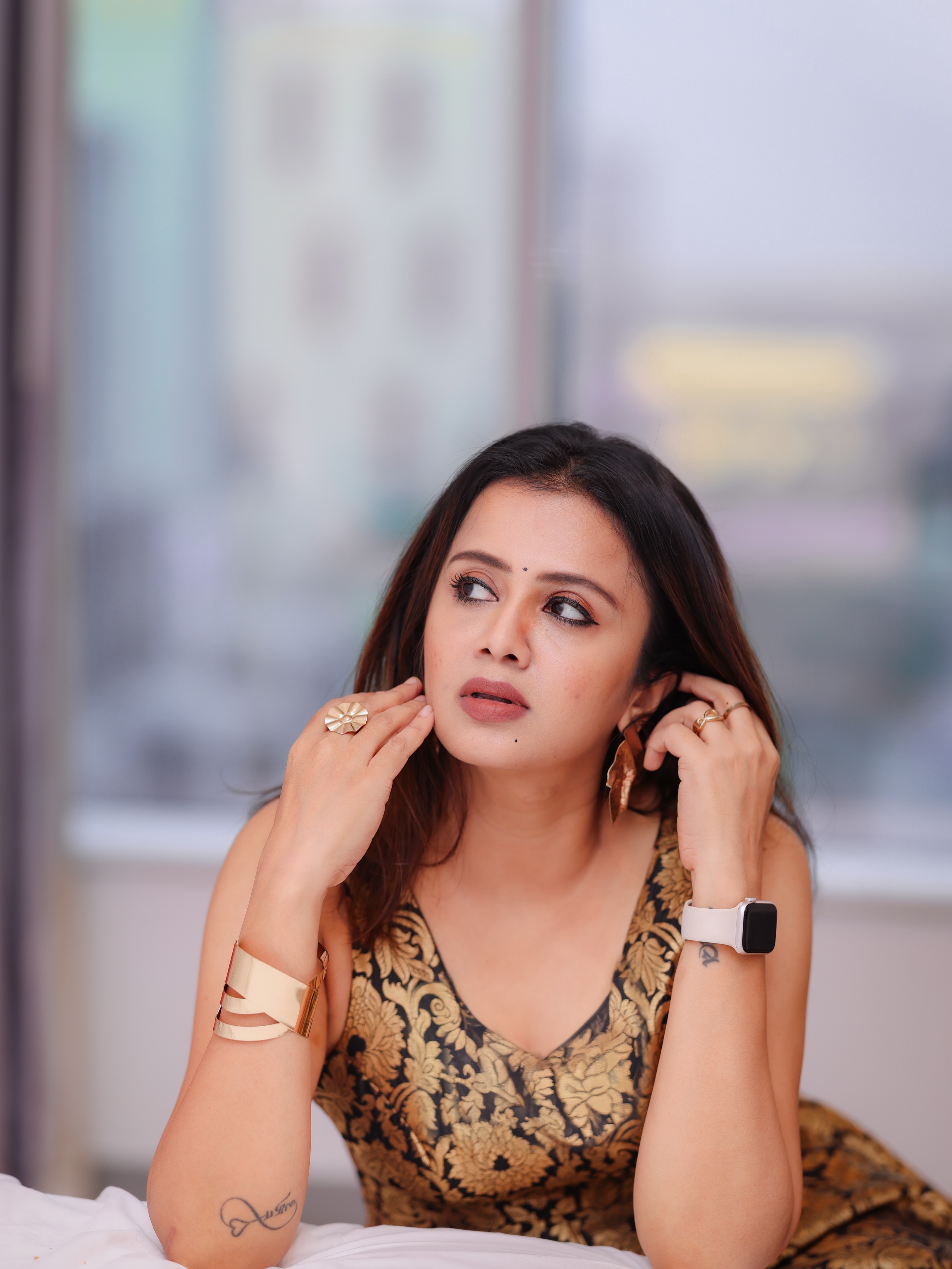 Anjana Rangan Poses With Chin Placed On Her Hand