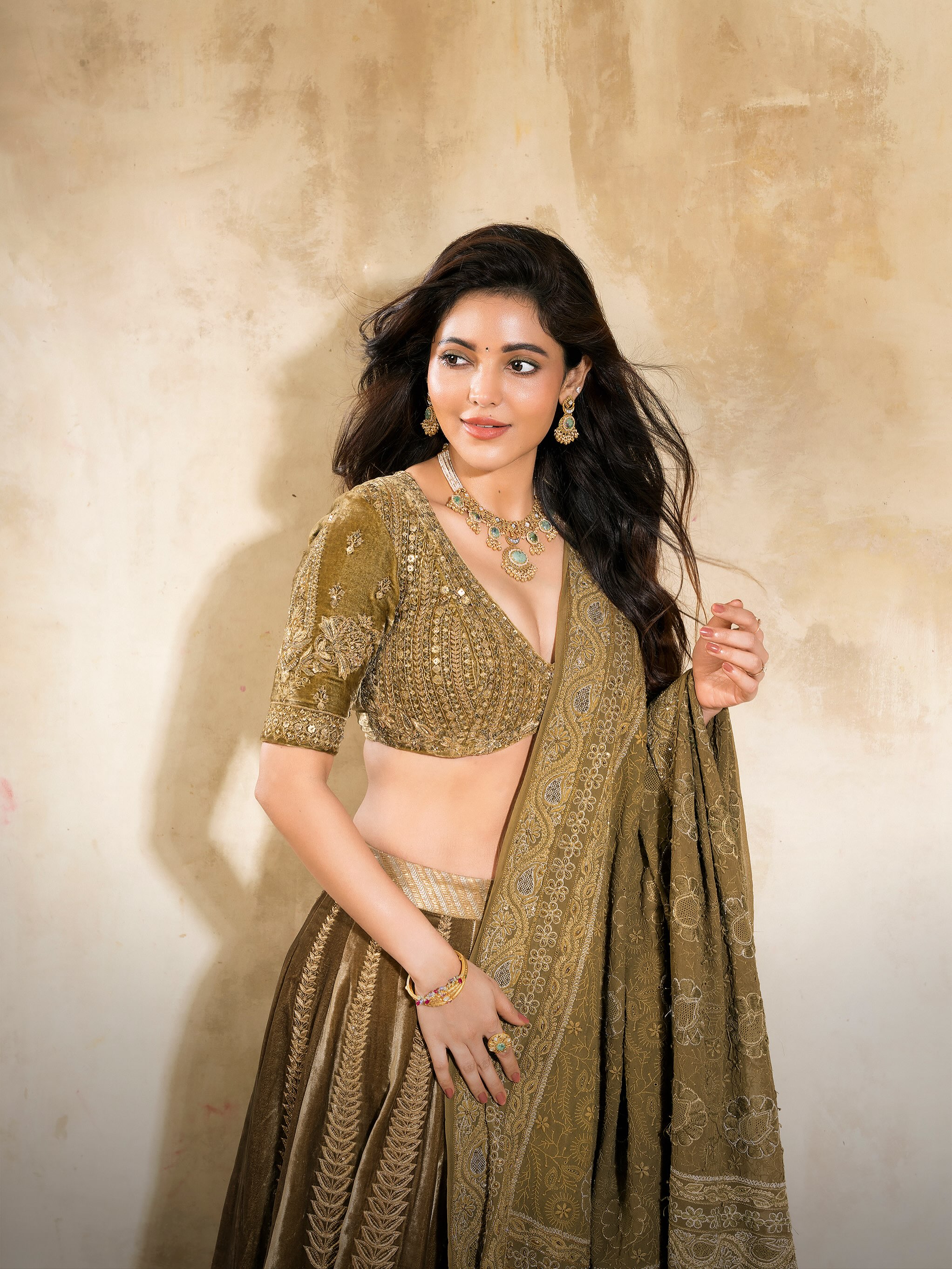 Athulya Ravi In Elegant Lehenga With Silken Hair